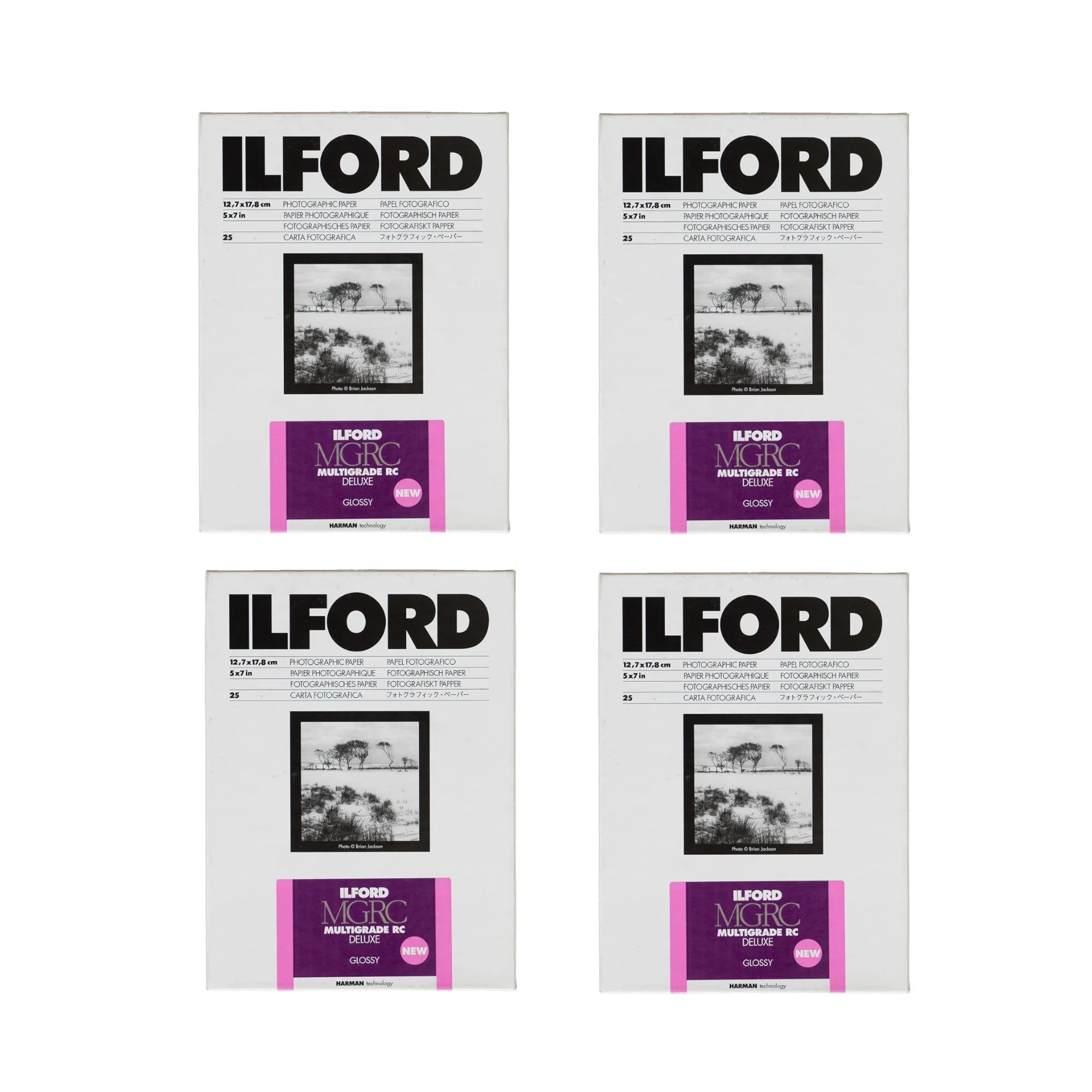 Ilford Multigrade RC Deluxe Glossy Black and White Photo Paper (25 Sheets, 4-Pack) Bundle