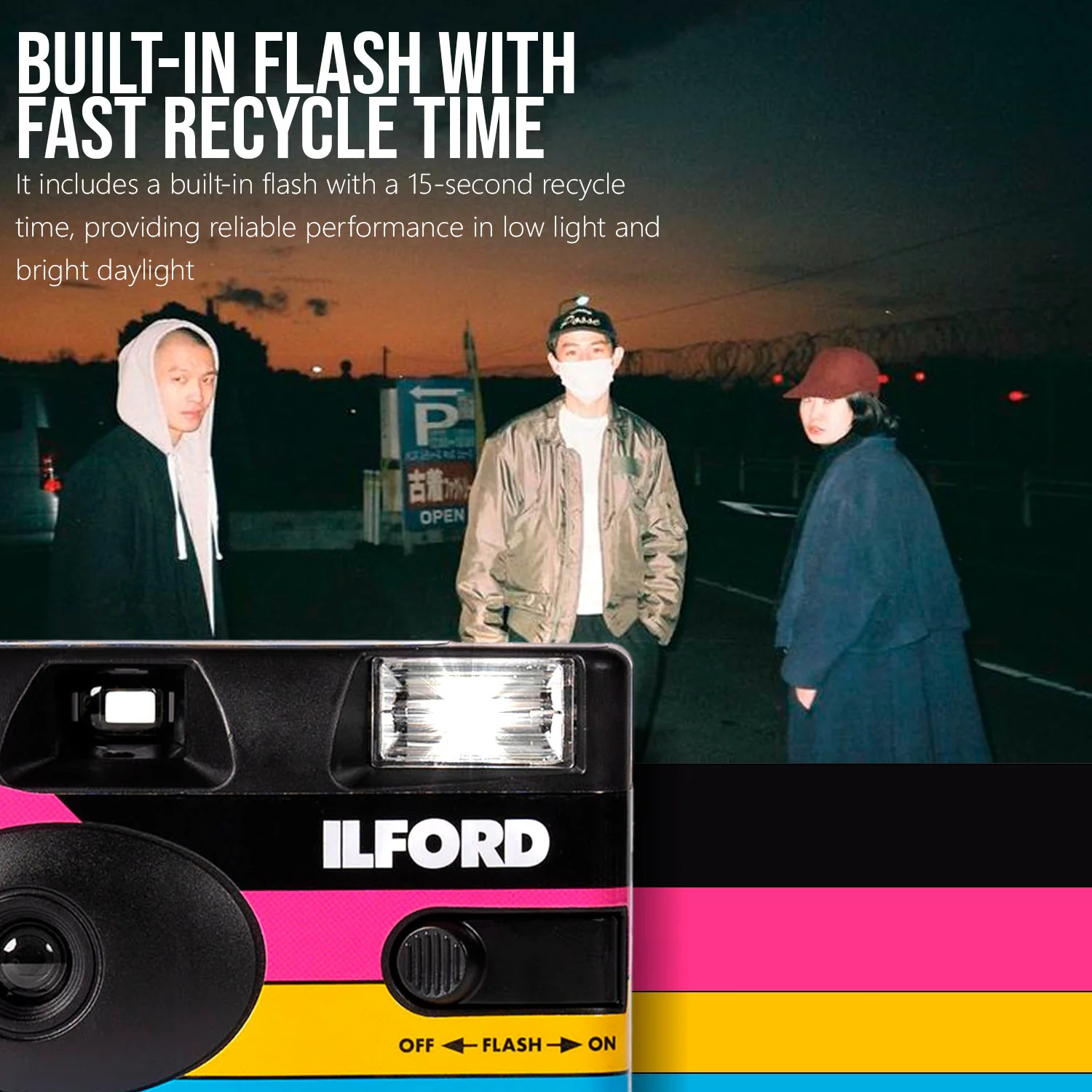 Ilford Ilfocolor Rapid Retro Single Use Camera with 31mm Optical Lens (Black, 5-Pack) Bundle - Image 3