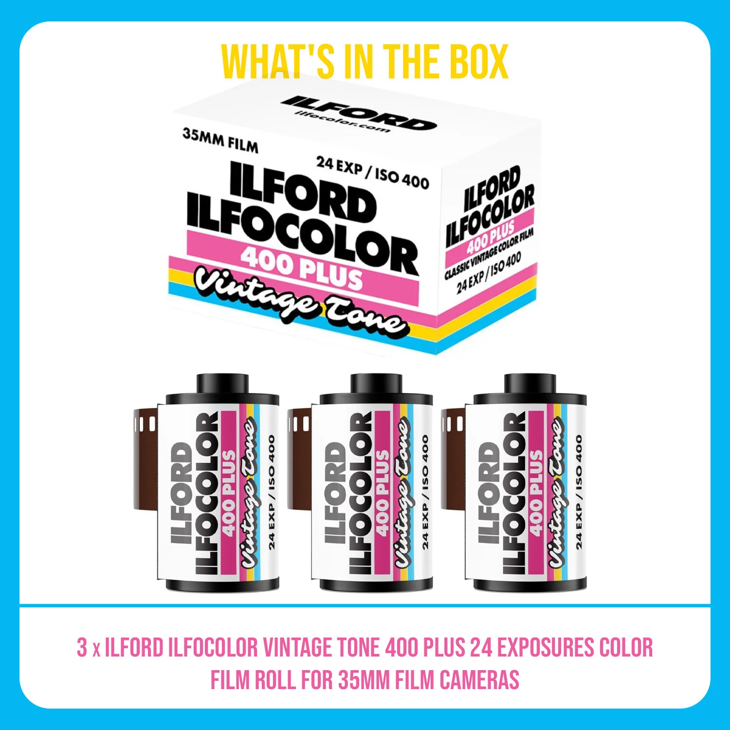 Ilford Ilfocolor Vintage Tone 400 Plus 24 Exposures Color Film Roll (3-Pack) Bundle - Image 7