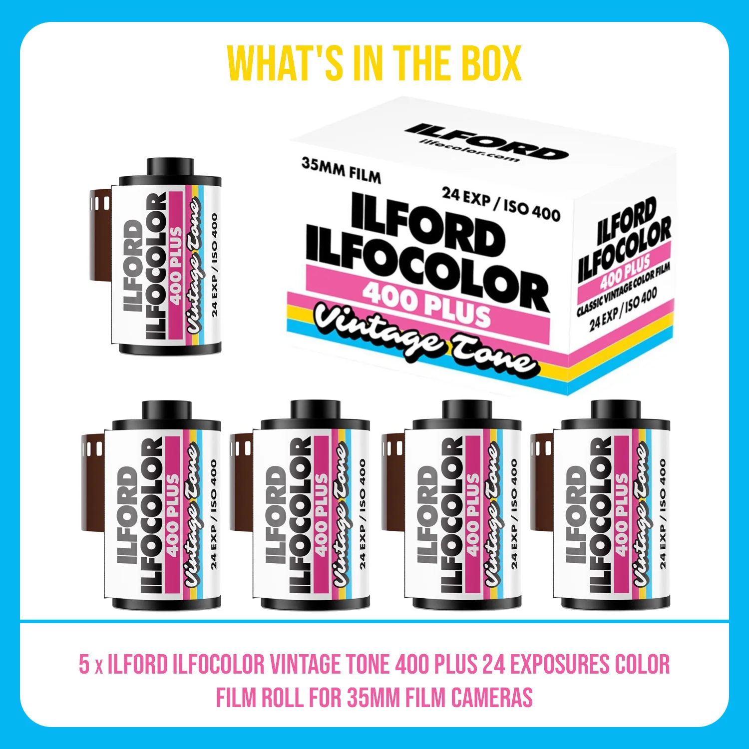 Ilford Ilfocolor Vintage Tone 400 Plus 24 Exposures Color Film Roll (5-Pack) Bundle - Image 7