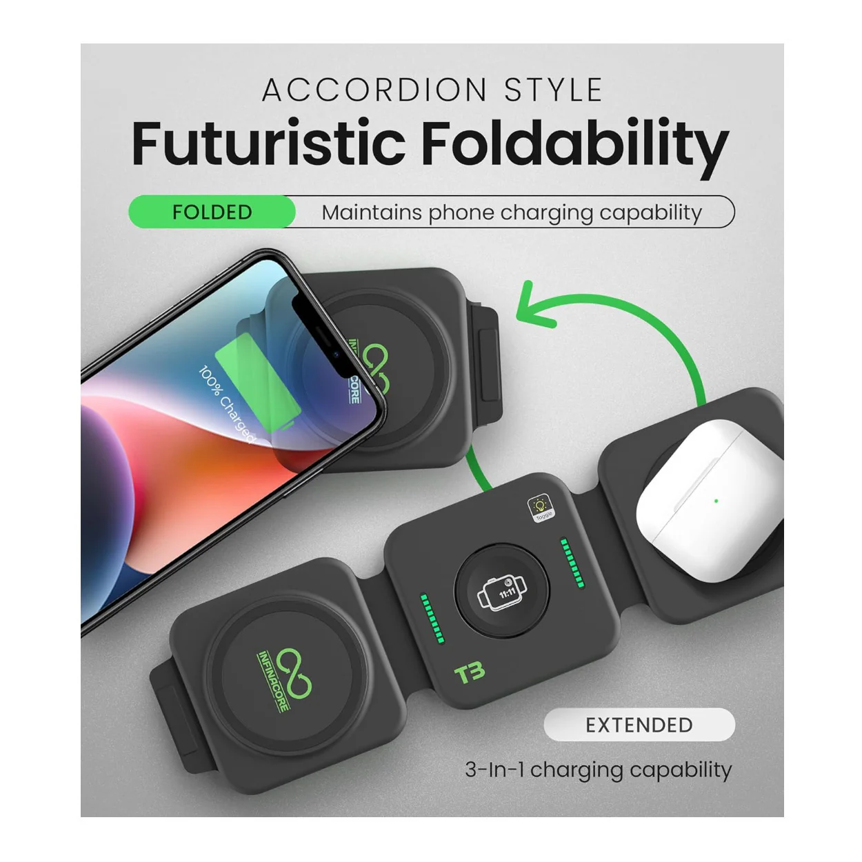InfinaCore 3-in-1 Wireless Charging Station for Apple Devices - Image 4