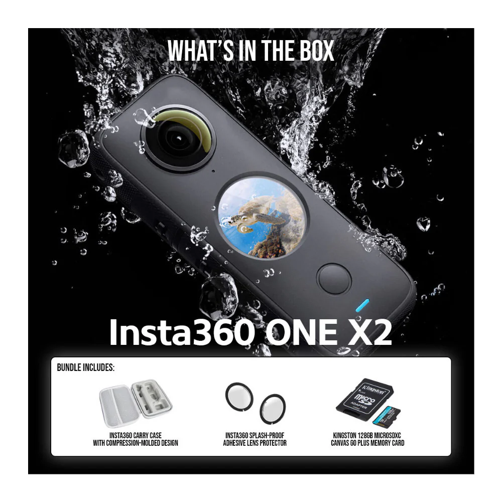 Insta360 ONE X2 Action Camera Bundle: Lens Guard, Carry Case, 128GB MicroSD Card - Image 7