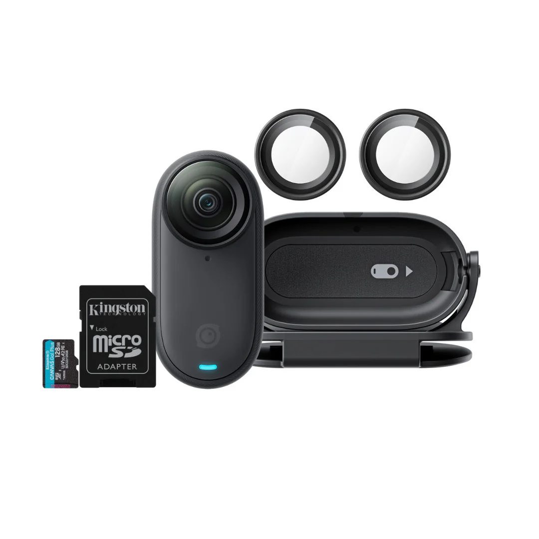 Insta360 GO 3S Action Camera (128GB, Midnight Black) with Lens Guard and 128GB Memory Card Bundle