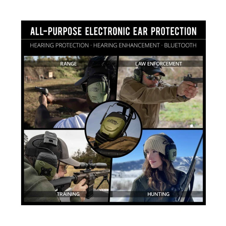 DEFY Tactical Earmuffs with Bluetooth, 25 NRR, OD Green - Image 5