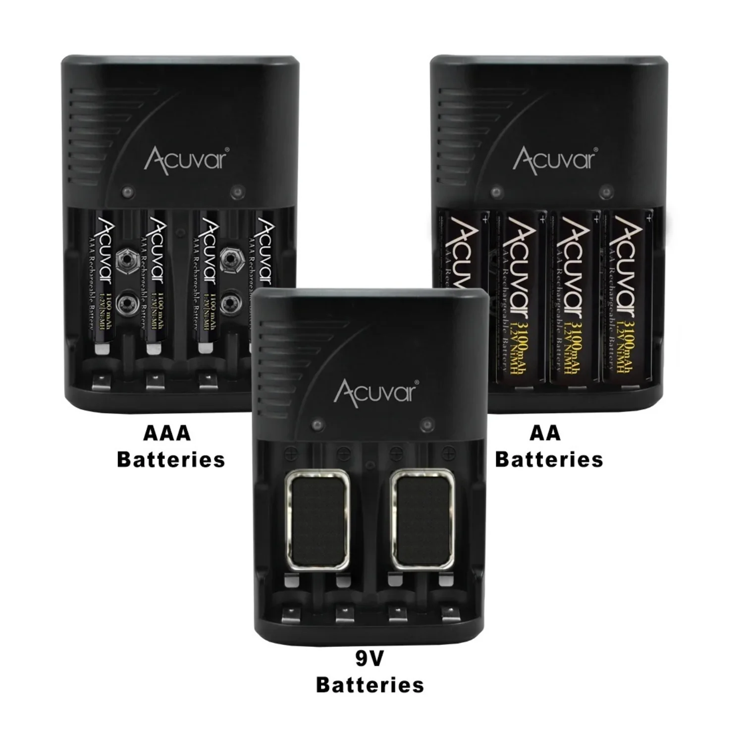 Acuvar 4 High-Capacity AA Rechargeable Batteries 3100mAh NiMH with Charger - Image 2