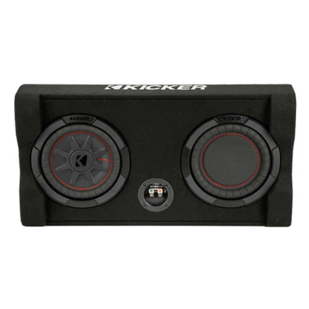 Kicker Down-Firing 8-Inch CompRT 2-Ohm TRTP Red Double Stitch Subwoofer Enclosure (Black)