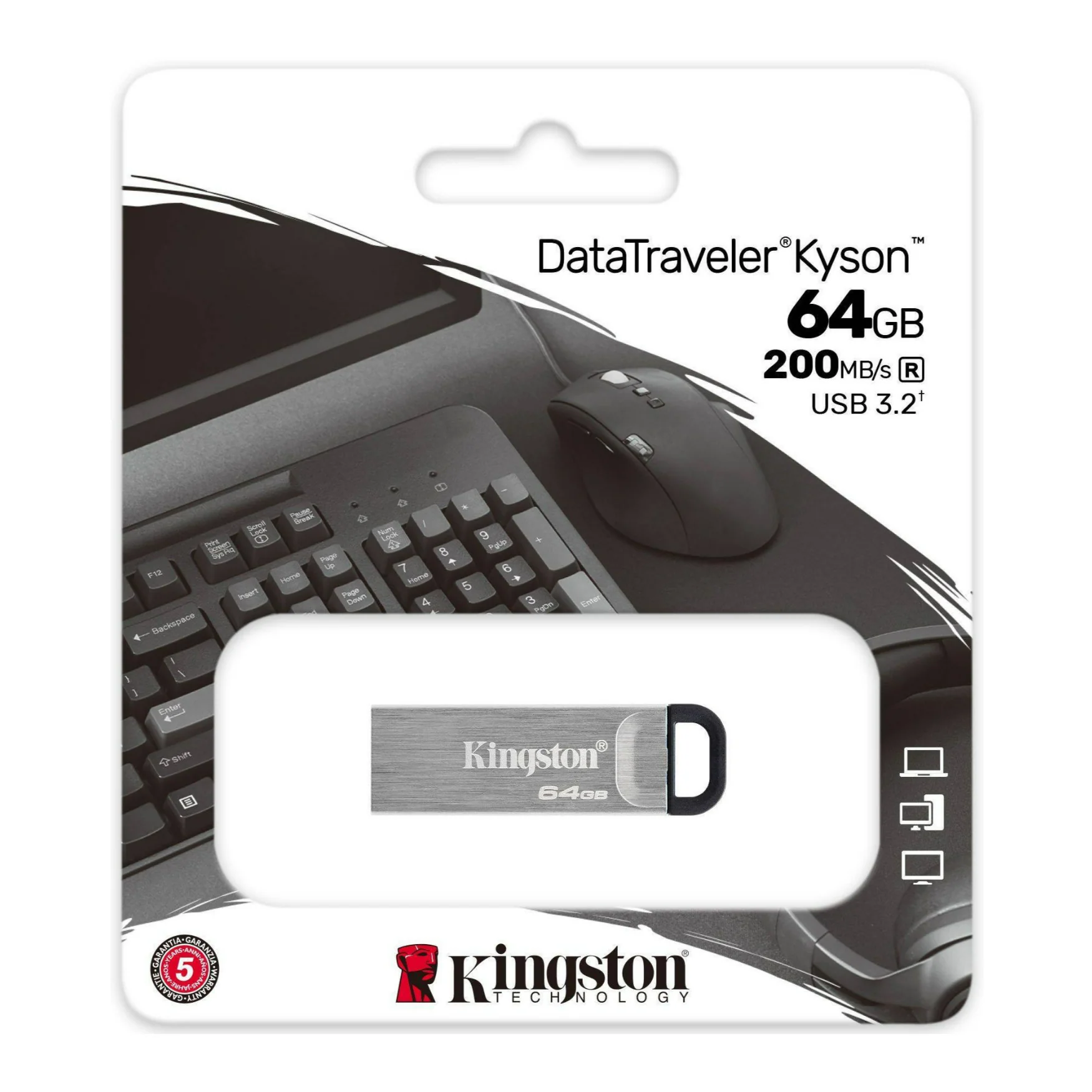 Kingston 64GB DataTraveler Kyson USB 3.2 Gen 1 Flash Drive (50-pack) with USB to USB-C Adapter - Image 8