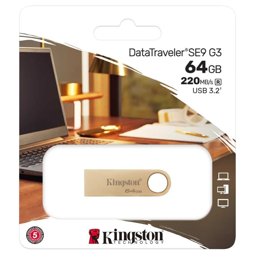 Kingston DataTraveler SE9 G3 USB 3.2 Gen 1 Flash Drive with 220MBPS Read Speed (64GB) - Image 3