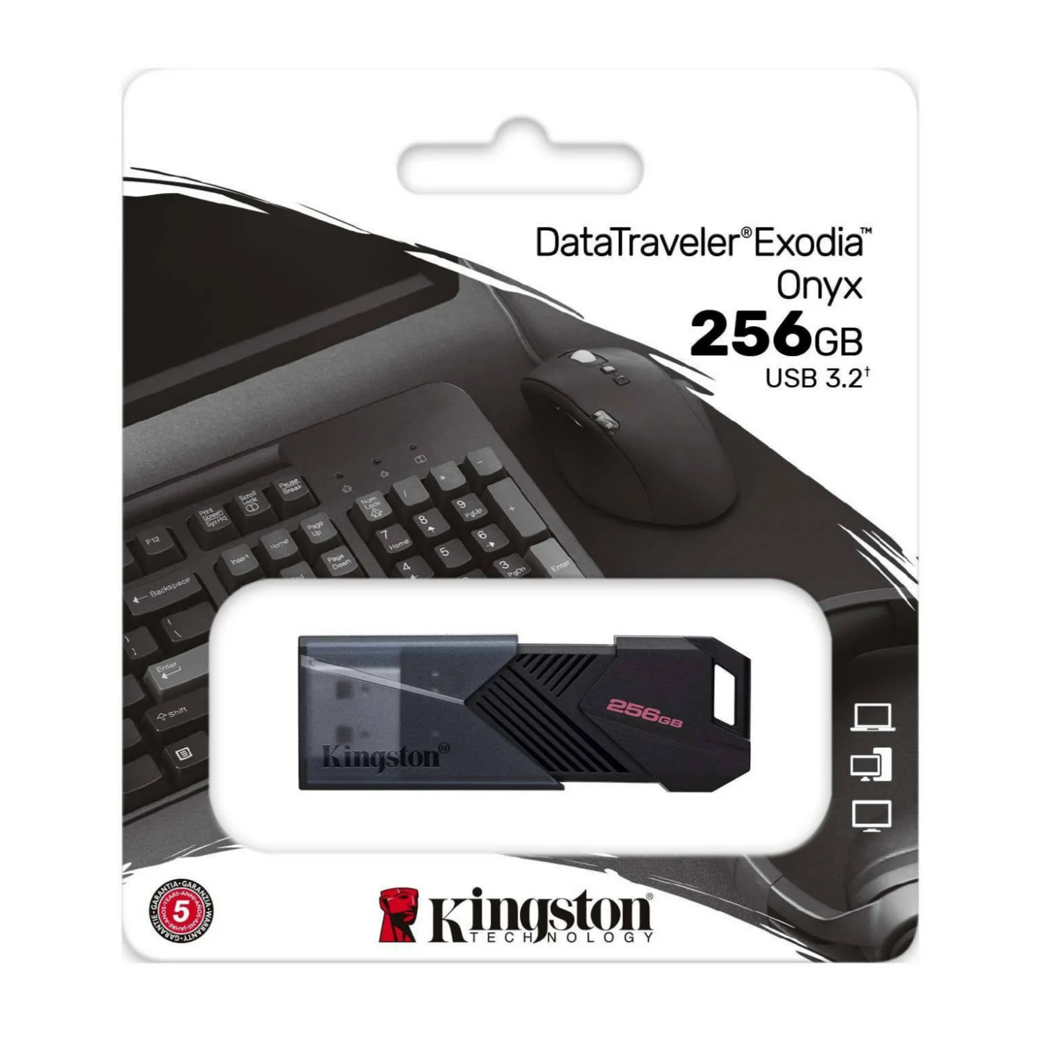Kingston DataTraveler Exodia Onyx 256GB USB Flash Drive with Moving Cap (Matte Black) (10-Pack) - Image 4