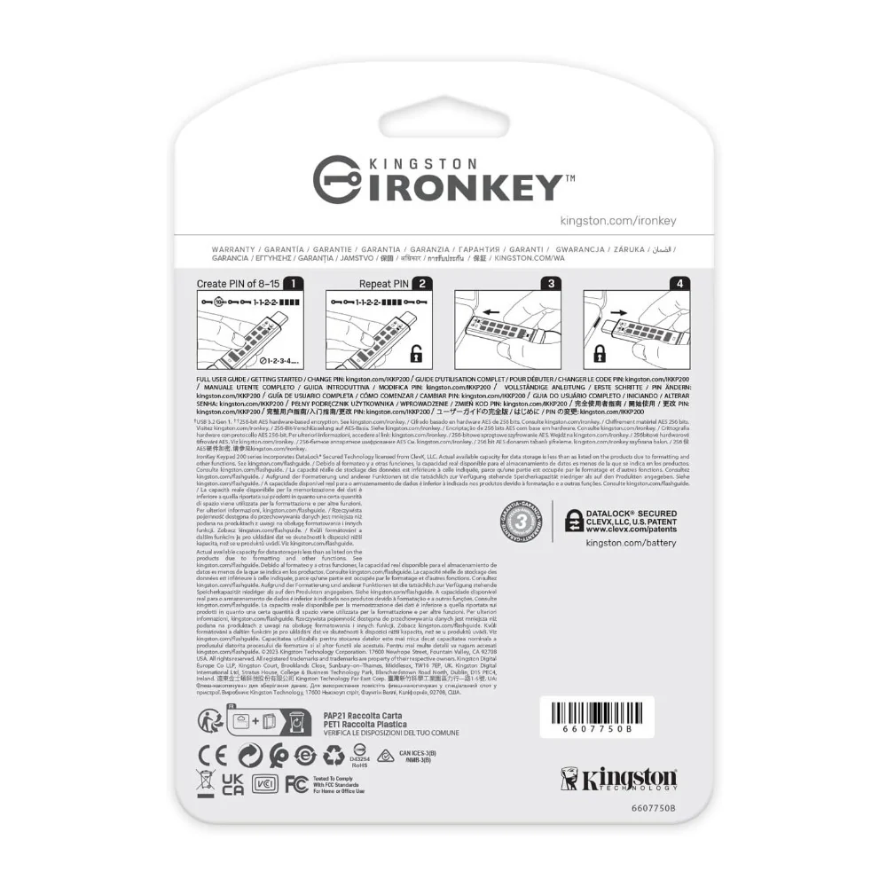 Kingston Ironkey Keypad 200 USB-C 128GB Encrypted Flash Drive (Blue) - Image 5