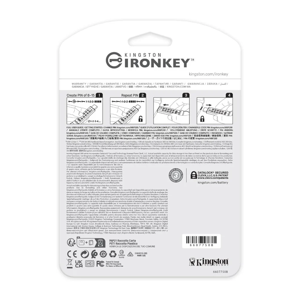 Kingston Ironkey Keypad 200 USB-C 256GB Encrypted Flash Drive (Blue) - Image 5