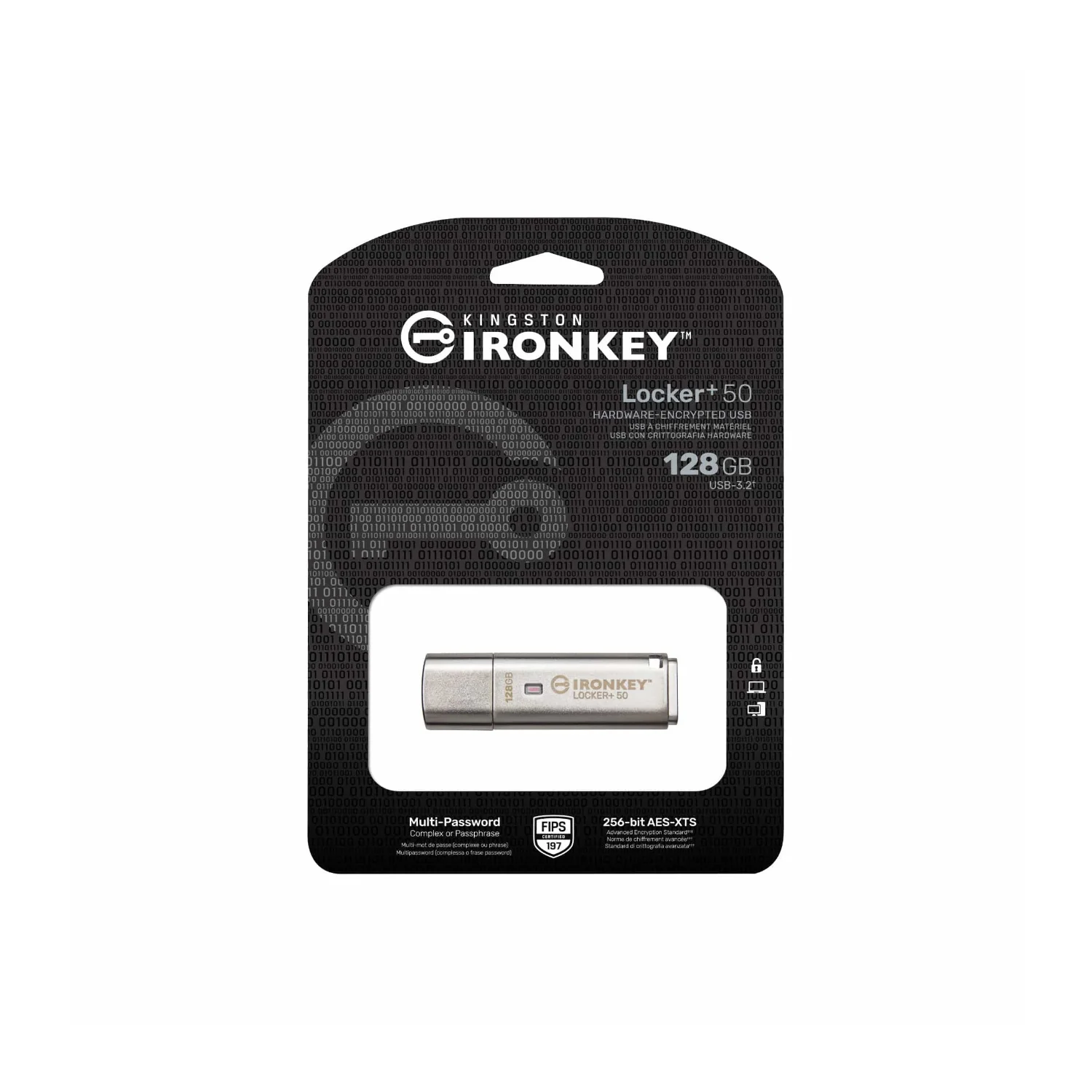 Kingston 128GB IronKey Locker+ 50 USB Type-A Flash Drive - Image 3