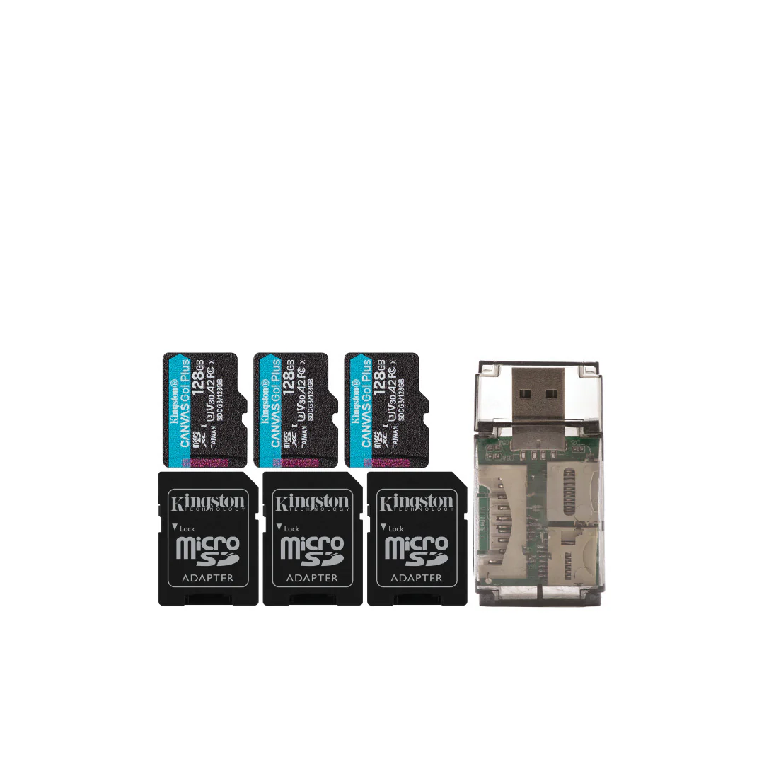 Kingston 128GB MicroSDXC Canvas Go Plus Memory Card (3-Pack) with High-Speed Card Reader Bundle