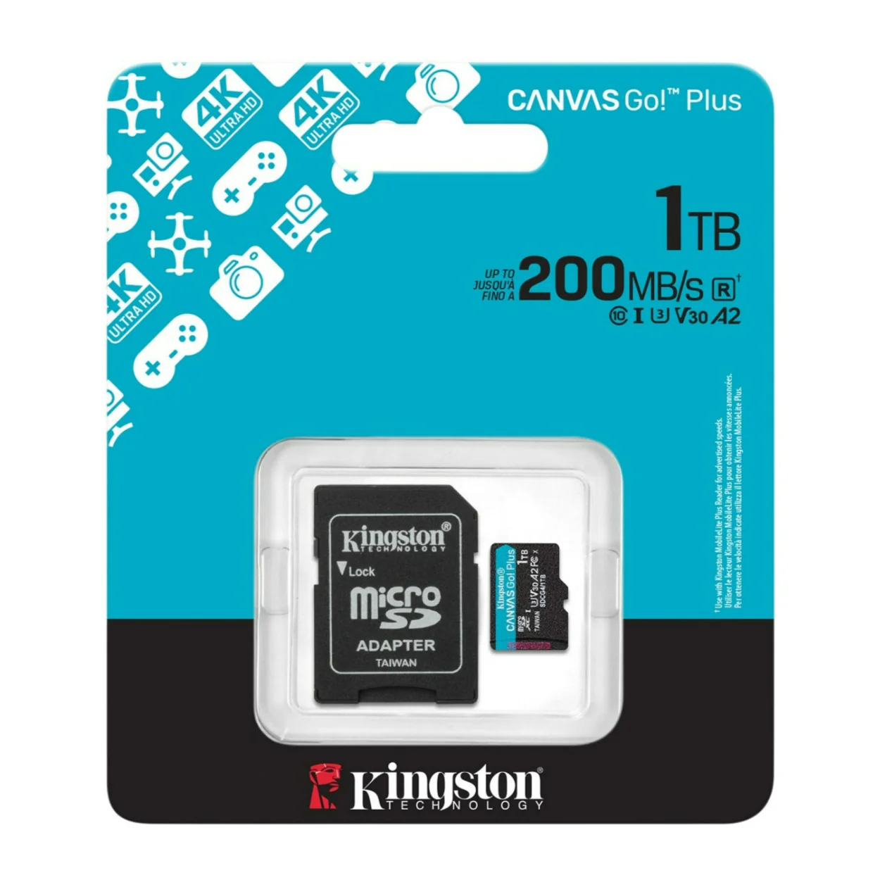 Kingston Canvas Go Plus U3 V30 A2 microSD Card with SD Adapter and 200MBPS Read Speed (1TB) - Image 3