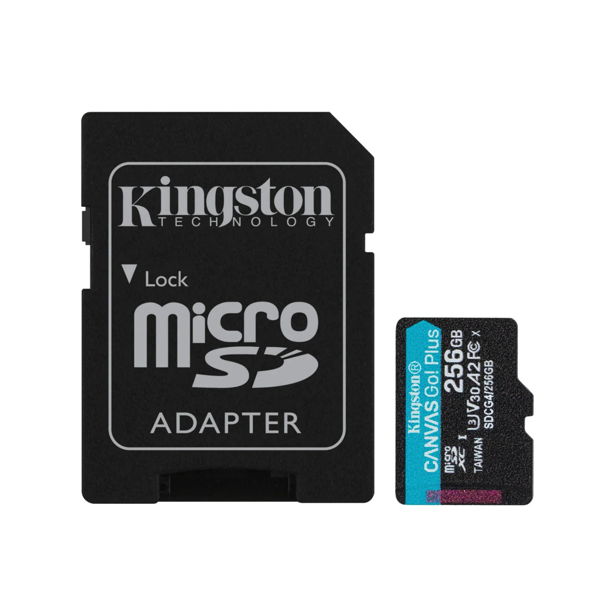 Kingston Canvas Go Plus 256GB U3 V30 A2 MicroSD Card with SD Adapter (2-Pack) - Image 2