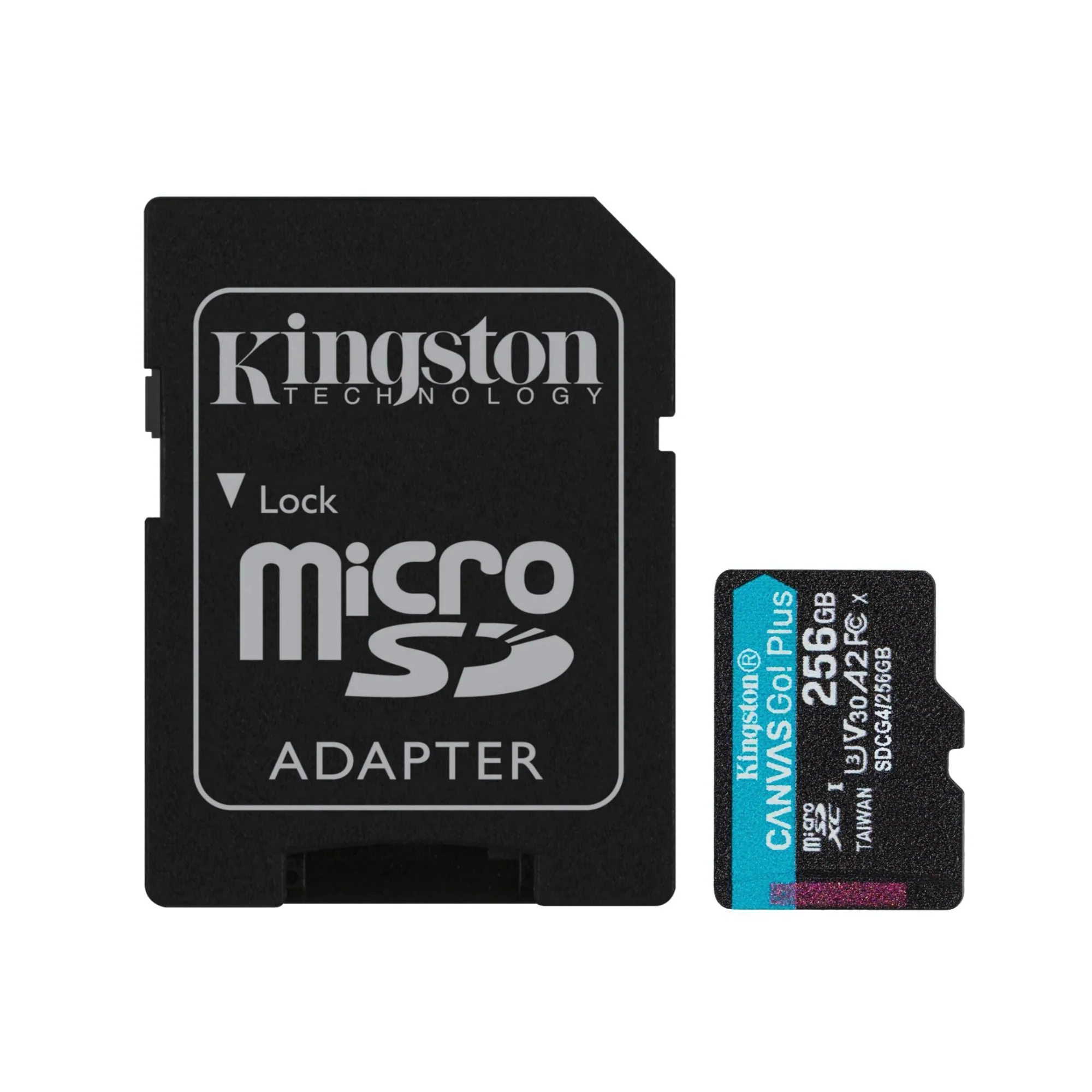 Kingston Canvas Go Plus 256GB U3 V30 A2 MicroSD Card with SD Adapter (3-Pack) - Image 2