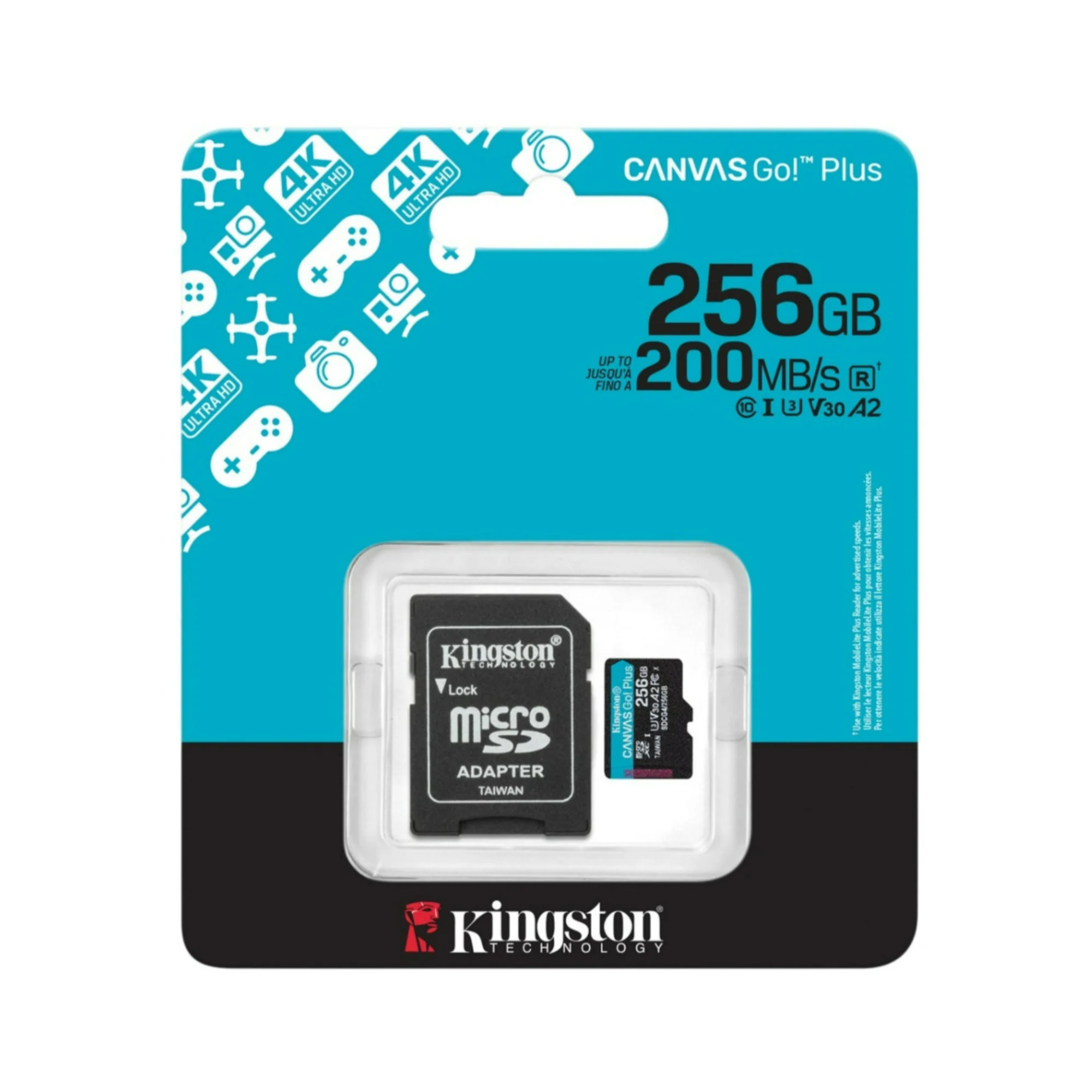 Kingston Canvas Go Plus 256GB U3 V30 A2 MicroSD Card with SD Adapter (3-Pack) - Image 4