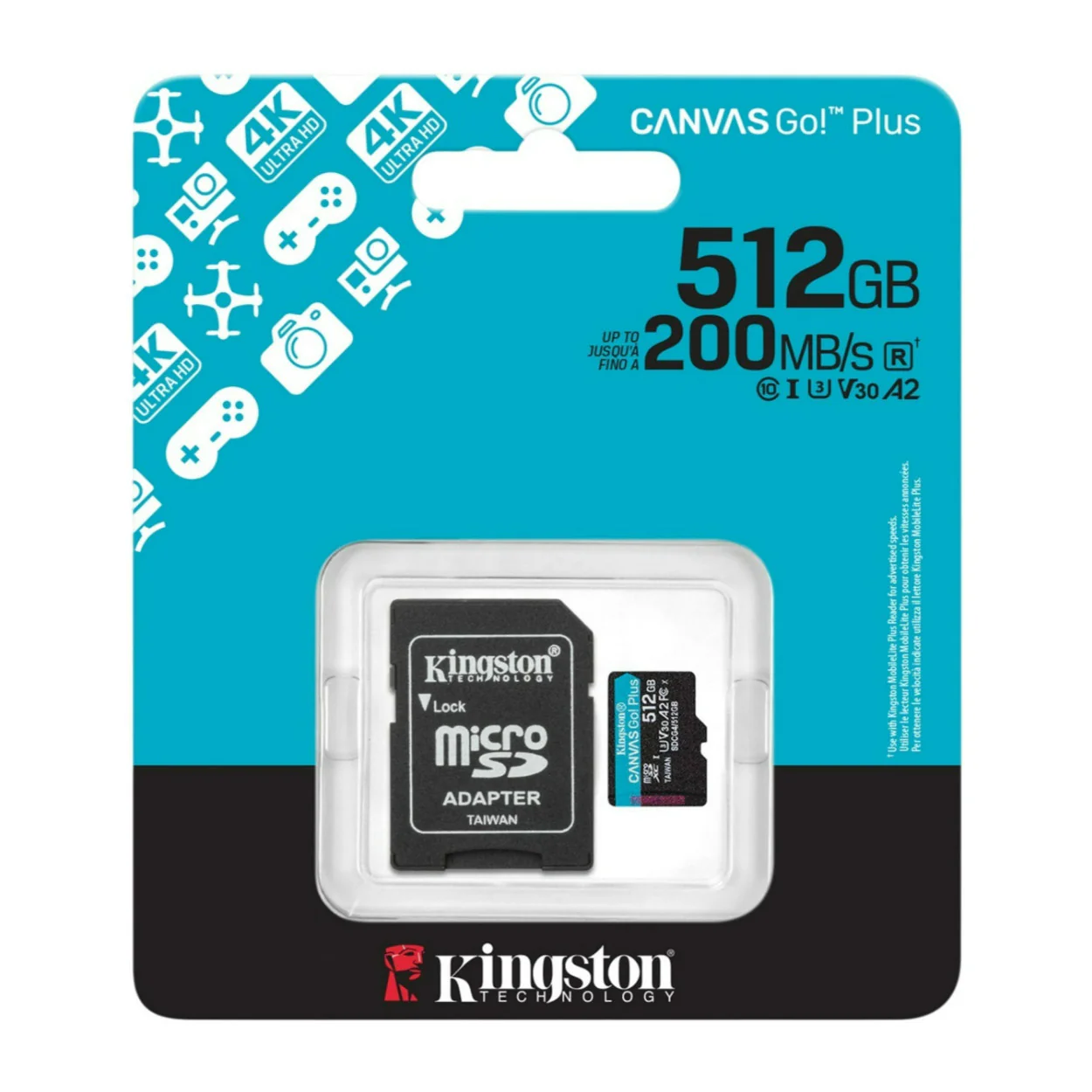Kingston Canvas Go Plus U3 V30 A2 microSD Card with SD Adapter and 200MBPS Read Speed (512GB) - Image 3