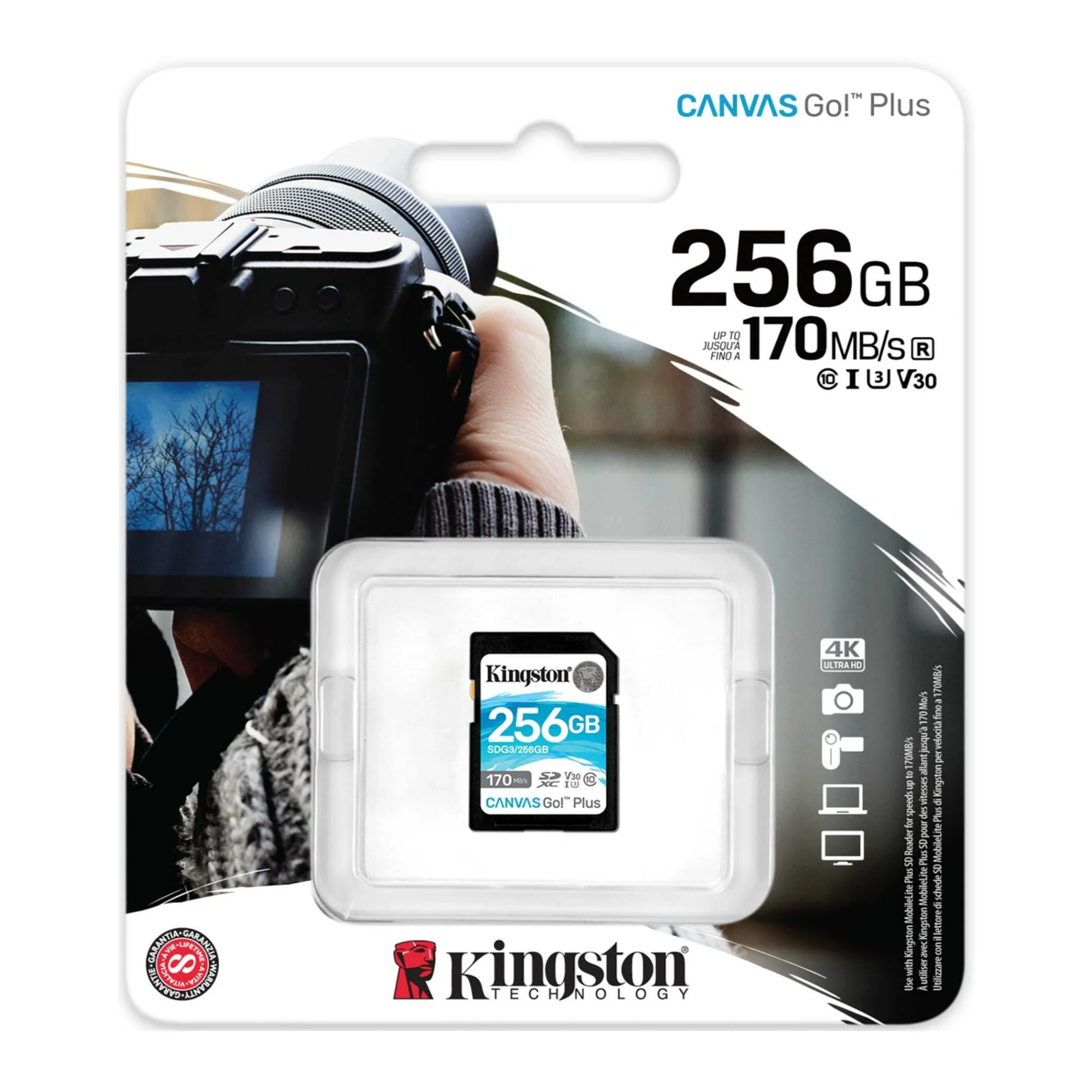 Kingston 256GB SDXC Canvas Go Plus 170MB/s Read Memory Card (SDG3/256GB) - Image 3