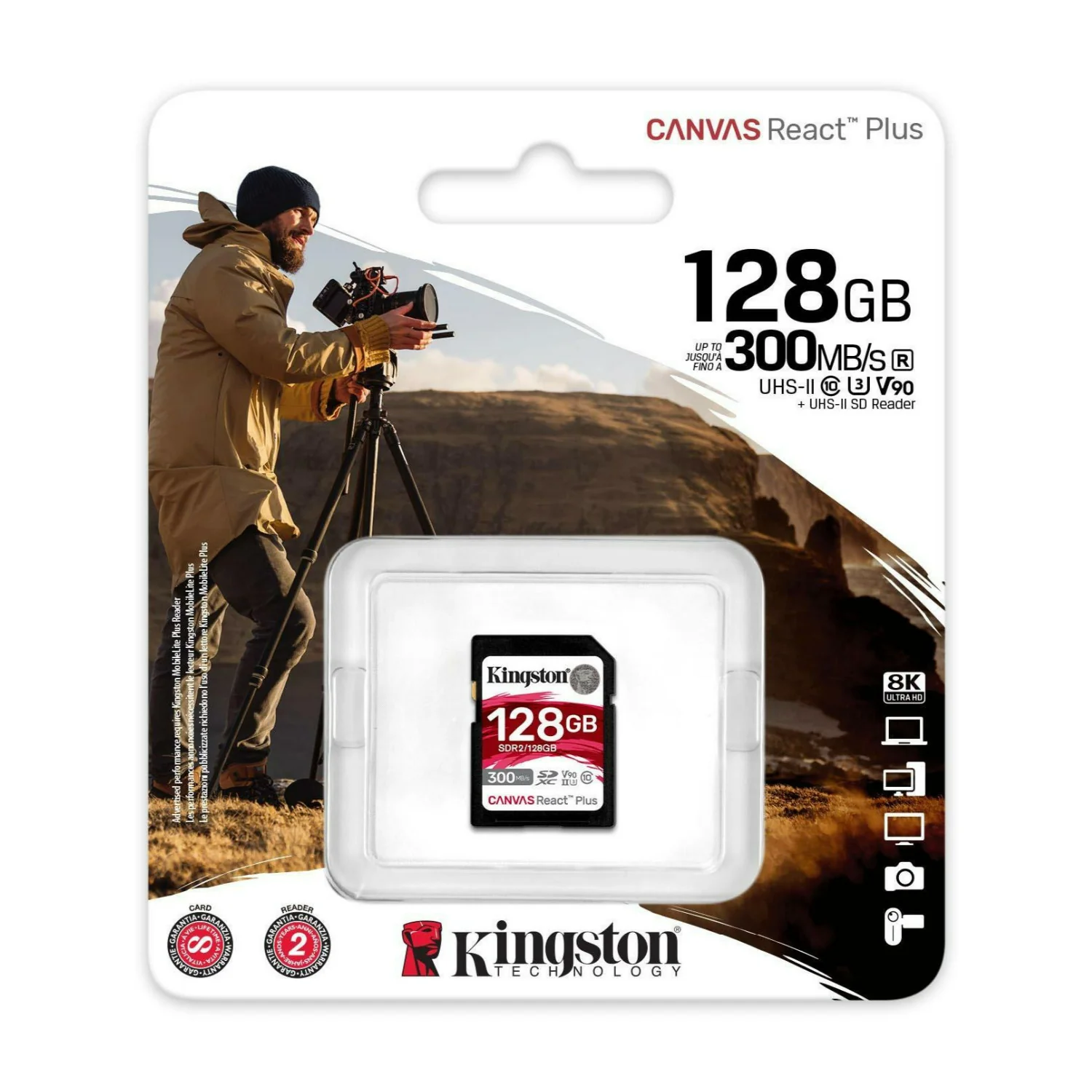Kingston Canvas React Plus 128GB U3 V90 SDXC UHS-II SD Card (2-Pack) with 2-In-1 Memory Card Reader - Image 5