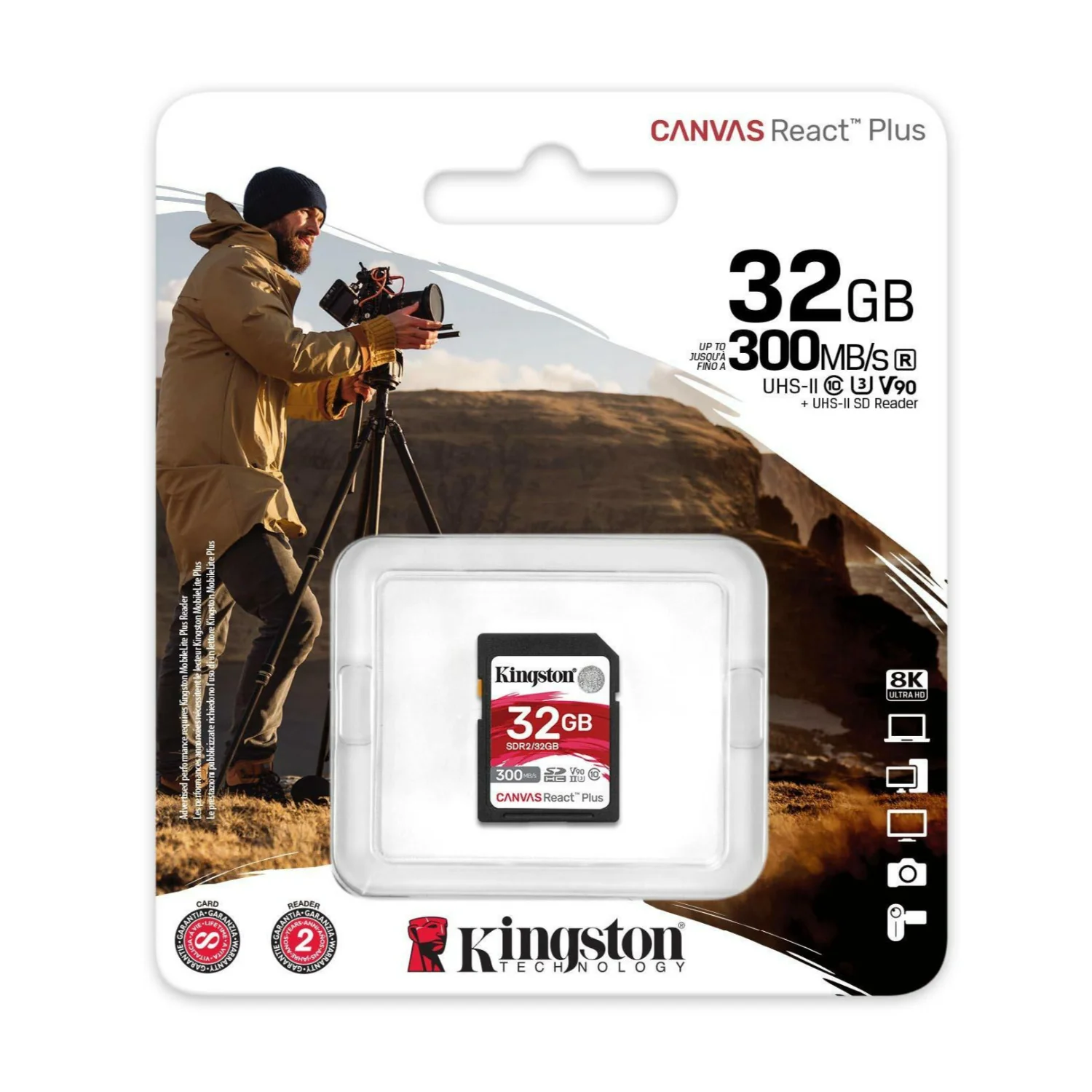 Kingston Canvas React Plus 32GB U3 V90 SD Memory Card (10-Pack) with Card Reader - Image 4
