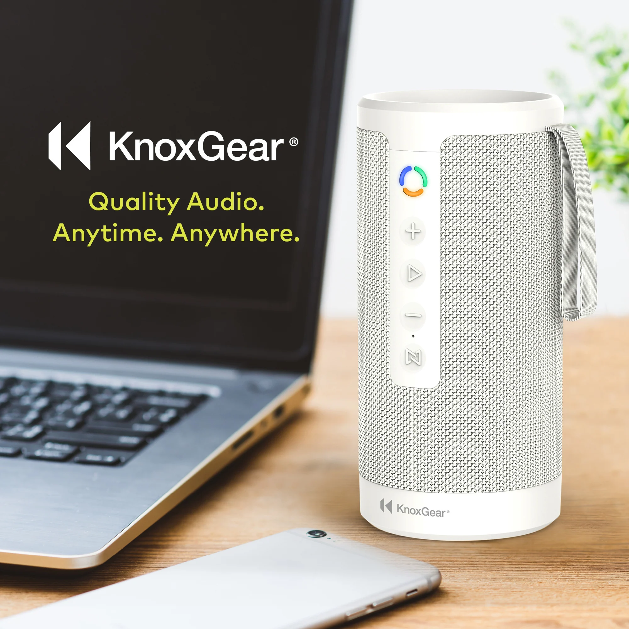 Knox Gear Beatnik Portable Bluetooth Speaker IPX5 Waterproof Speaker (White) - Image 7