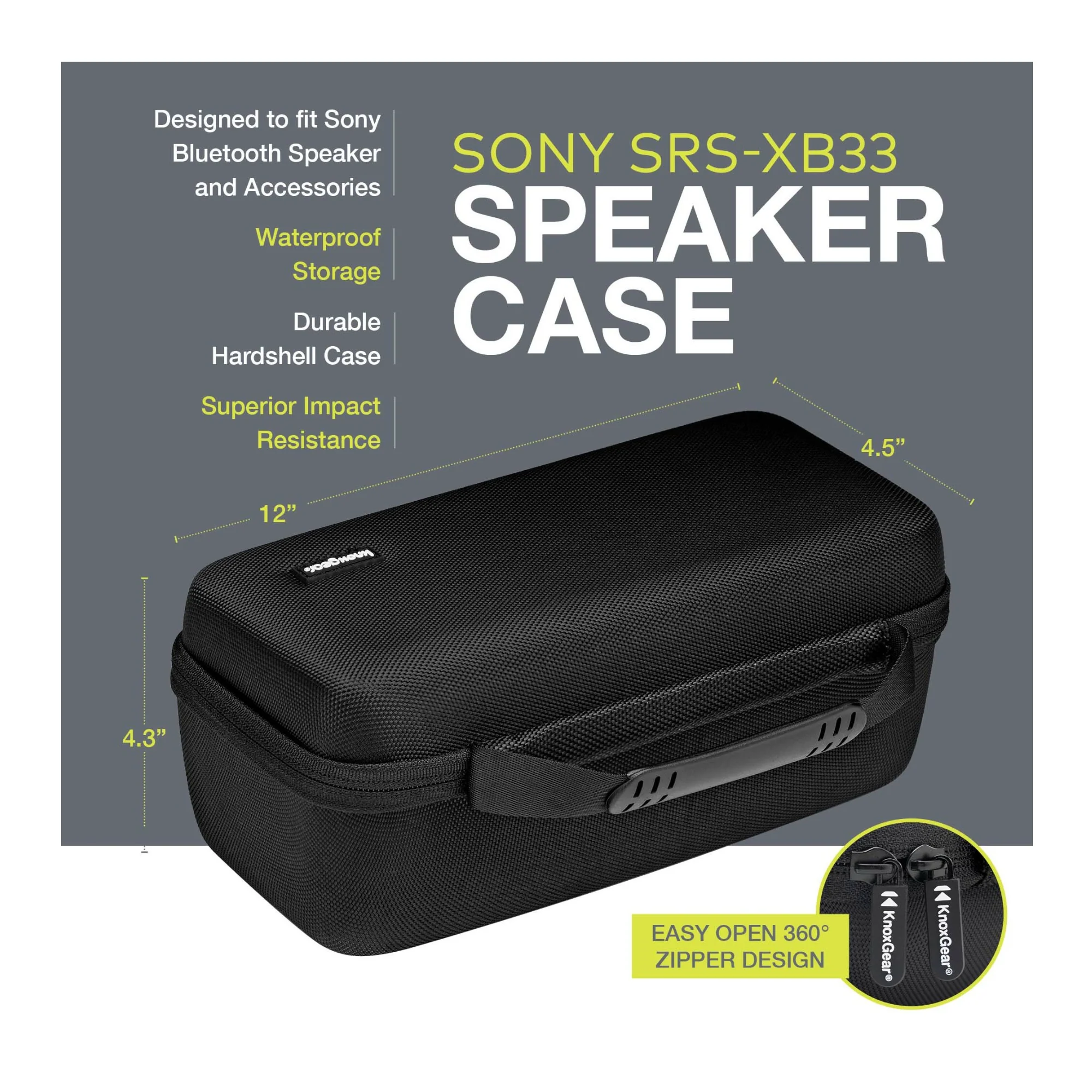 Knox Gear Hard Travel/Storage Case for Sony SRS-XB33 Portable Bluetooth Speaker - Image 3