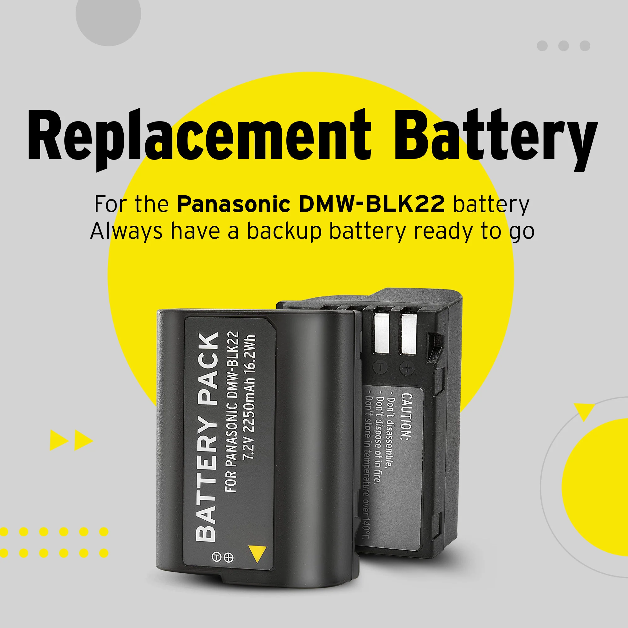 Koah Pro DMW-BLK22 Battery for Panasonic Camera (7.2V, 2250mAh) - Image 4