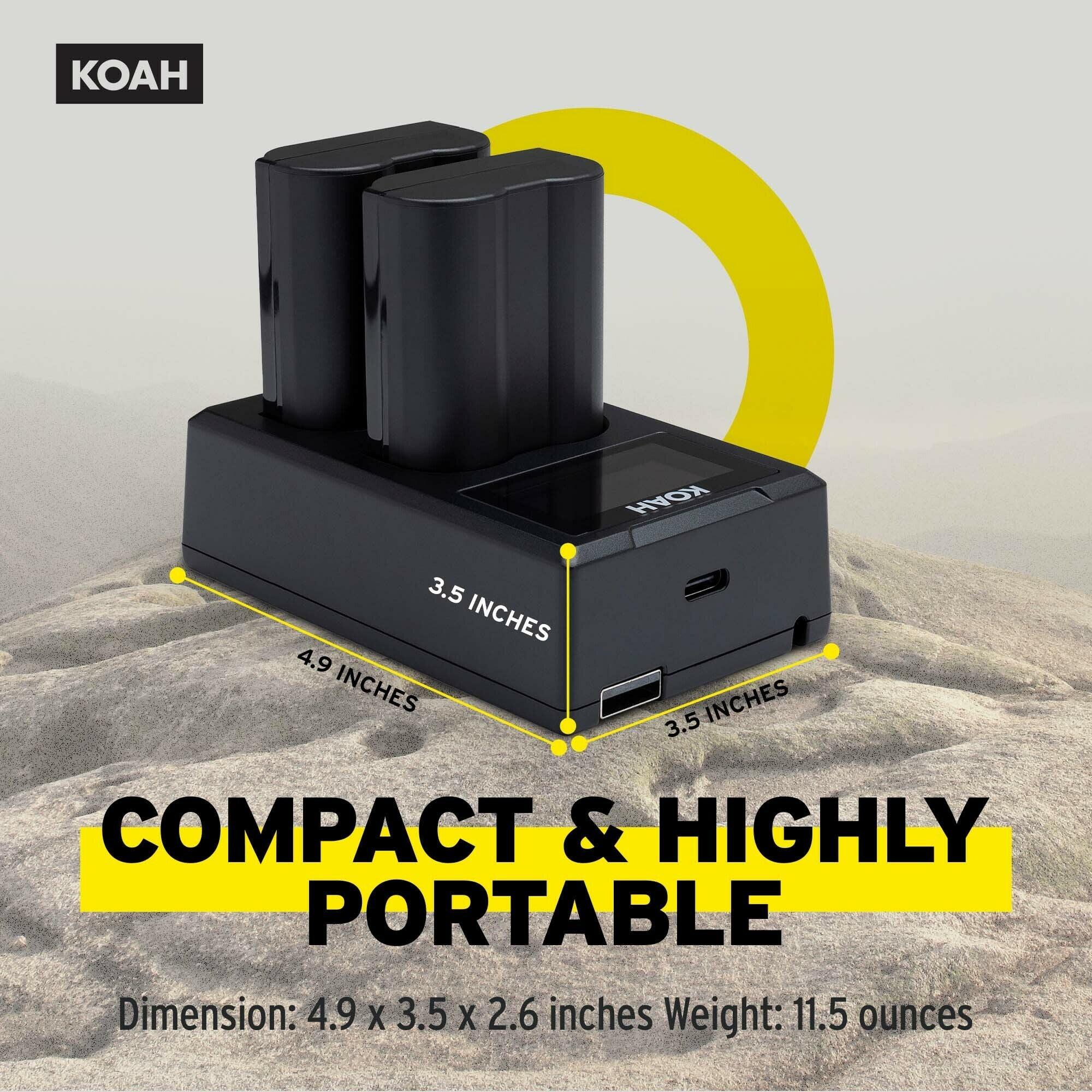 Koah Rechargeable 2250mAh Replacement Batteries for Nikon EN-EL15c (2-Pack) and Dual LCD Charger - Image 4