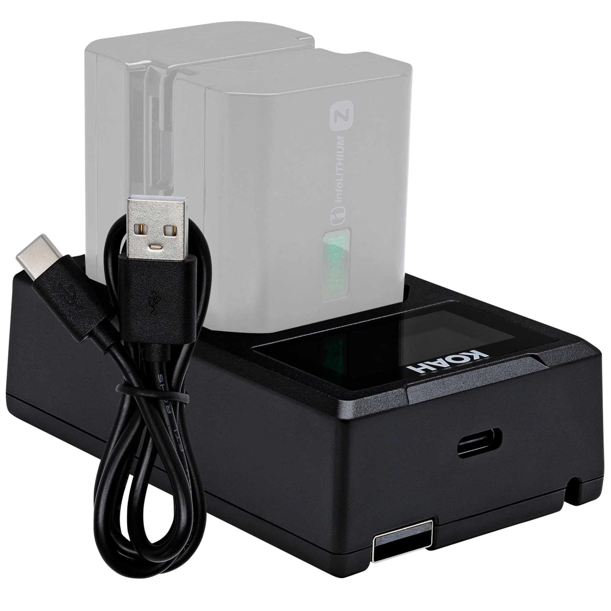 Koah Dual USB-C Charger with LCD Display for Sony NP-FZ100 Battery