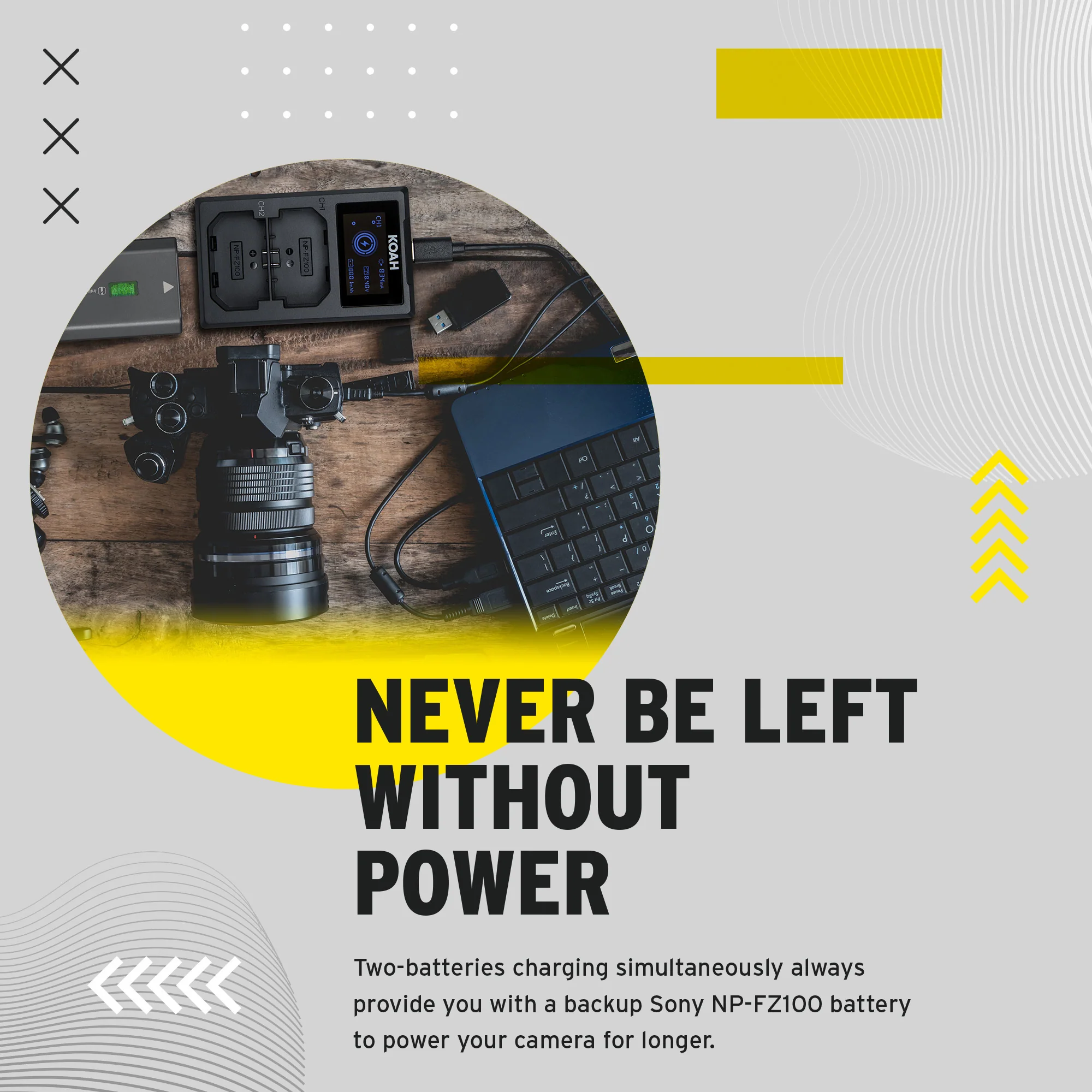 Koah Dual USB-C Charger with LCD Display for Sony NP-FZ100 Battery - Image 3