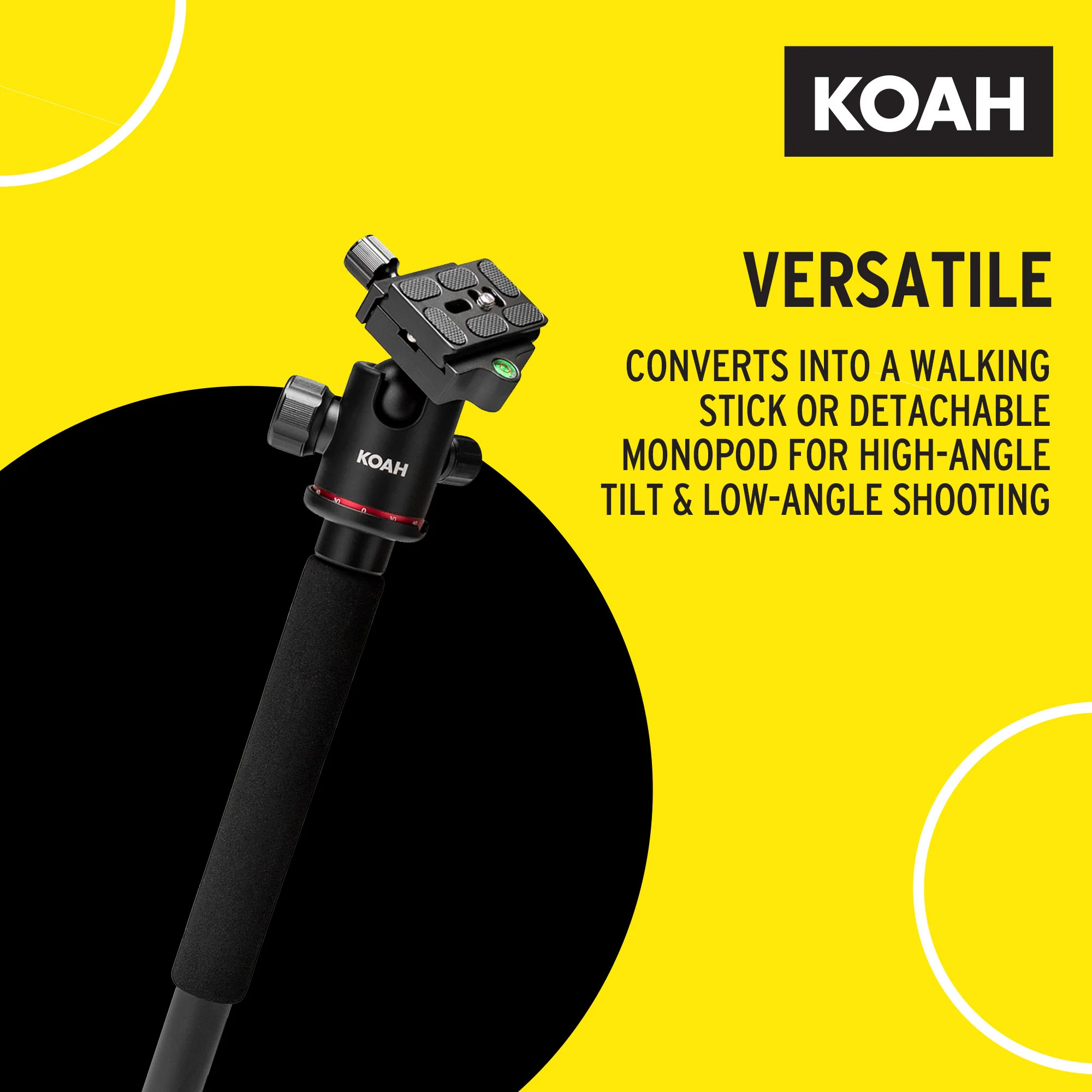 Koah Perihelion Professional 5' Lightweight Aluminum Camera Tripod with 360-Degree Ball Head - Image 7