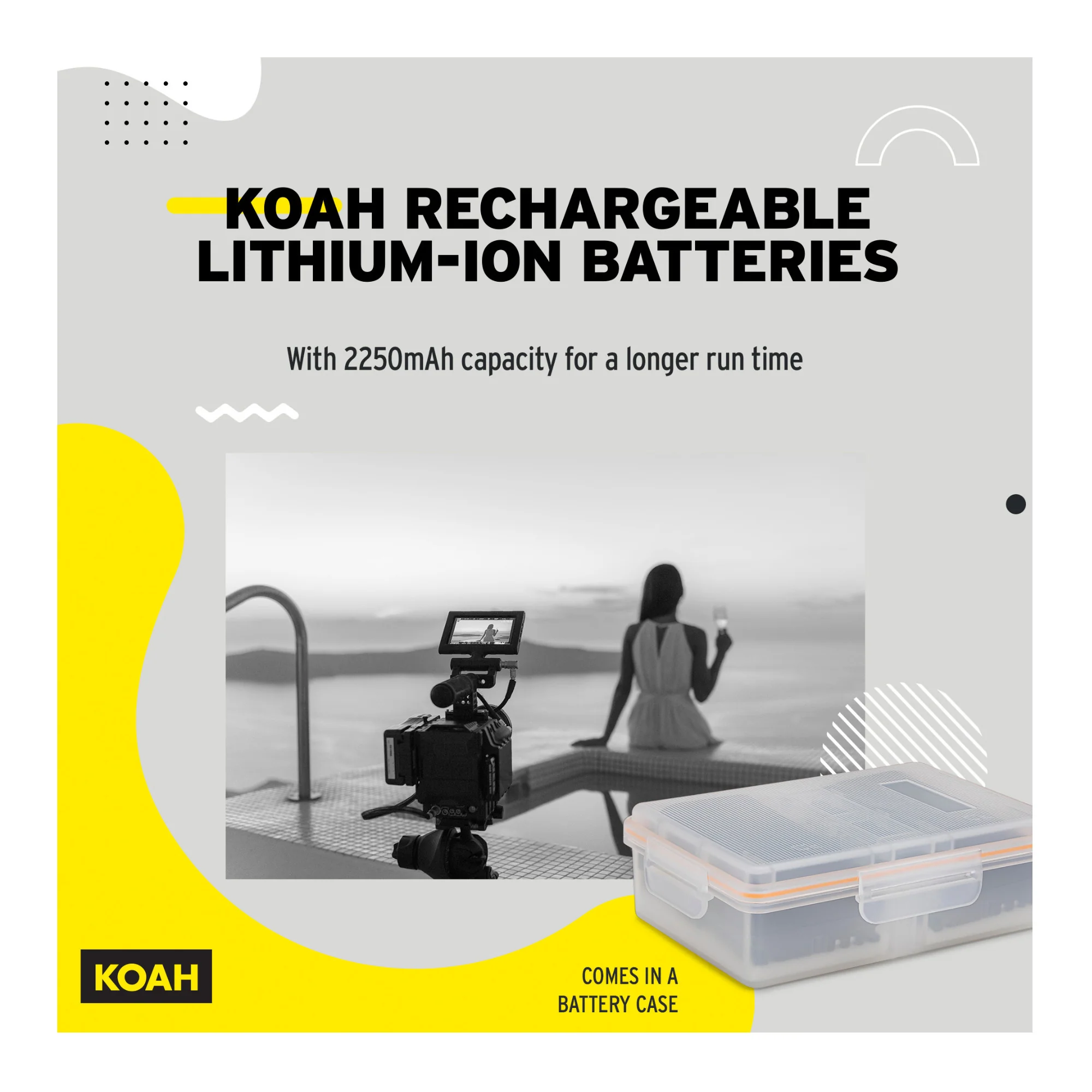 Koah Rechargeable 2250mAh Replacement Batteries for Canon LP-E6NH (2-Pack) and Dual LCD Charger - Image 7