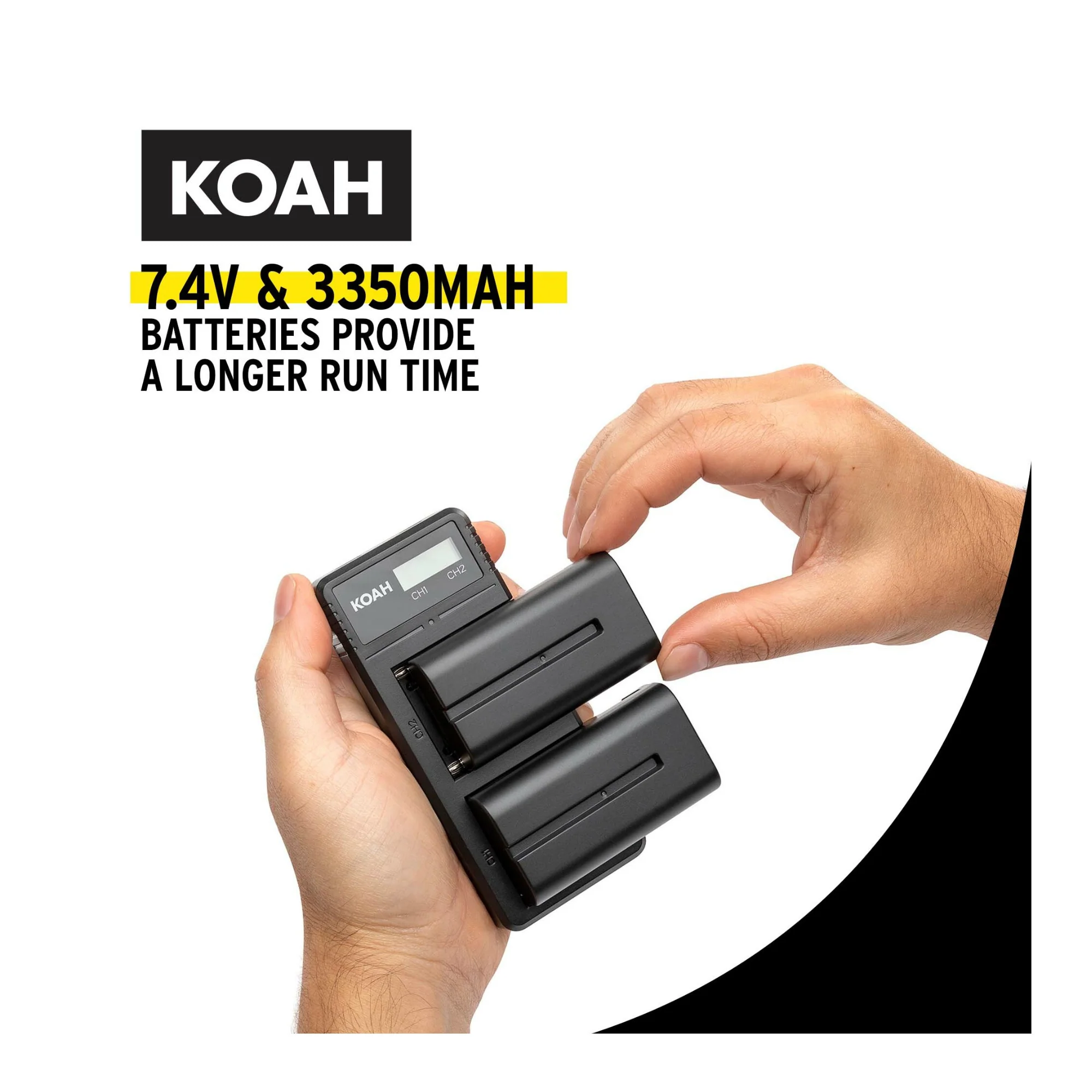 Koah 2-Pack Rechargeable 3350mAh Batteries and Dual USB-C LCD Charger for Sony NP-F570 - Image 6