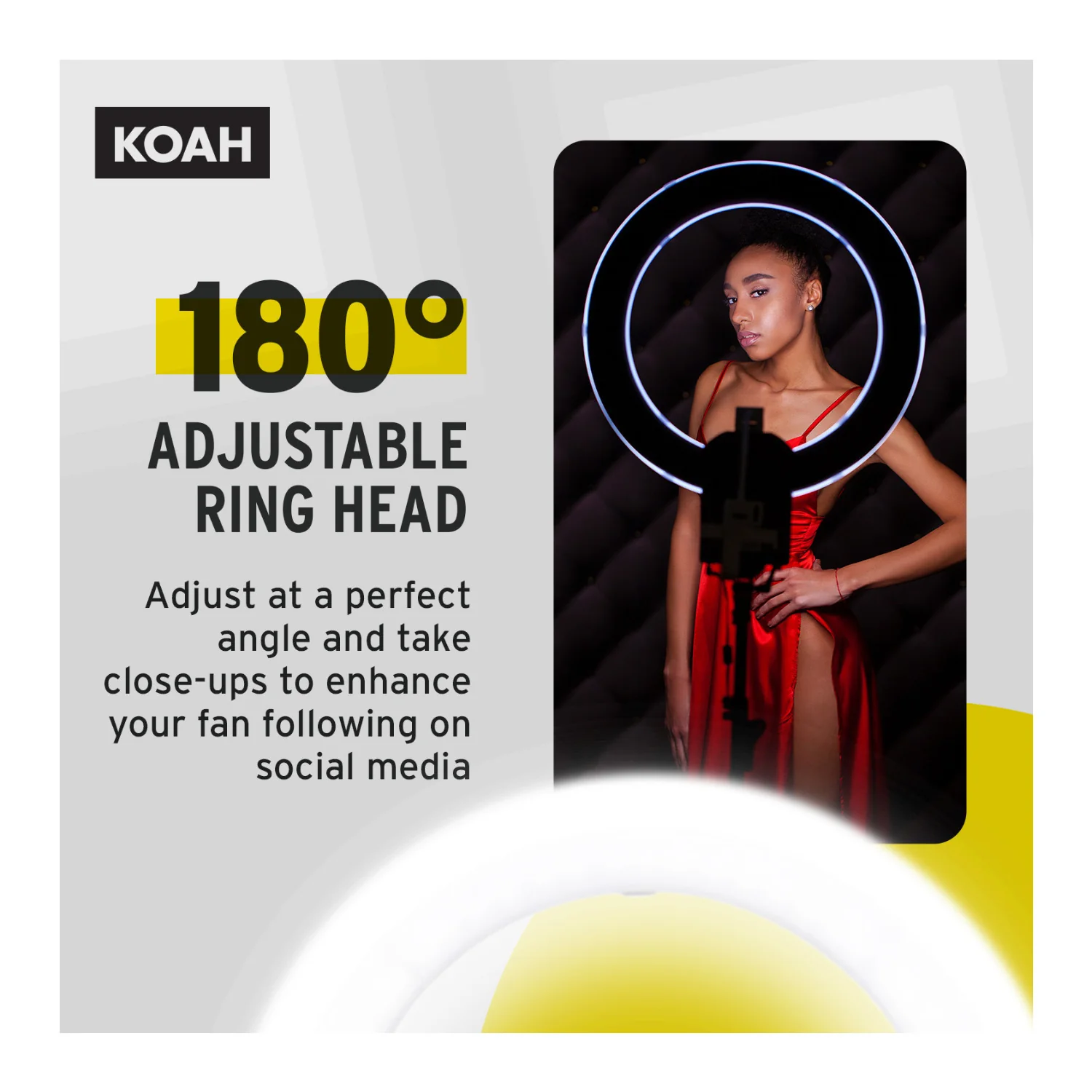 Koah SOL SPHERE 19-Inch 55W Ring Light Kit with Carrying Bag Bundle and Air Cushioned Stand - Image 5