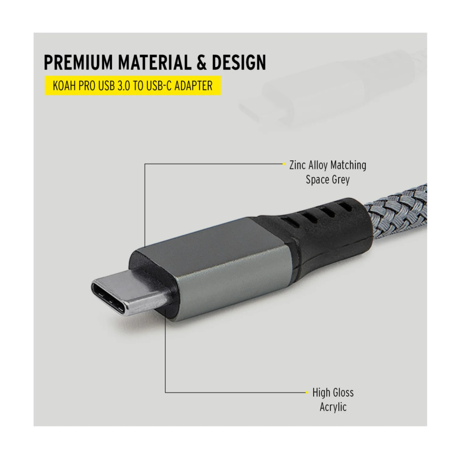 Koah USB 3.0 to USB-C Adapter (Up to 5Gbps Data Transfer Speeds) - Image 3