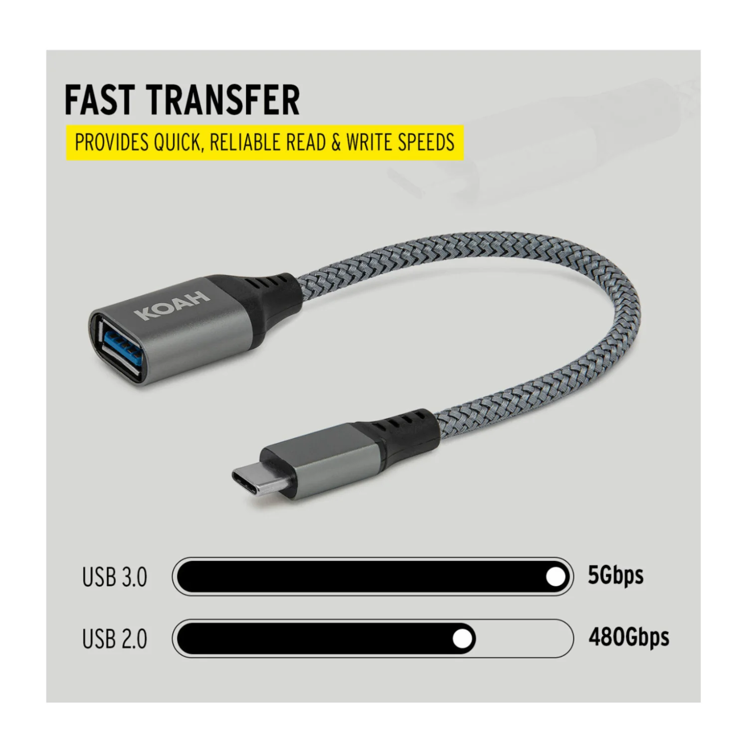 Koah USB 3.0 to USB-C Adapter (Up to 5Gbps Data Transfer Speeds) - Image 5