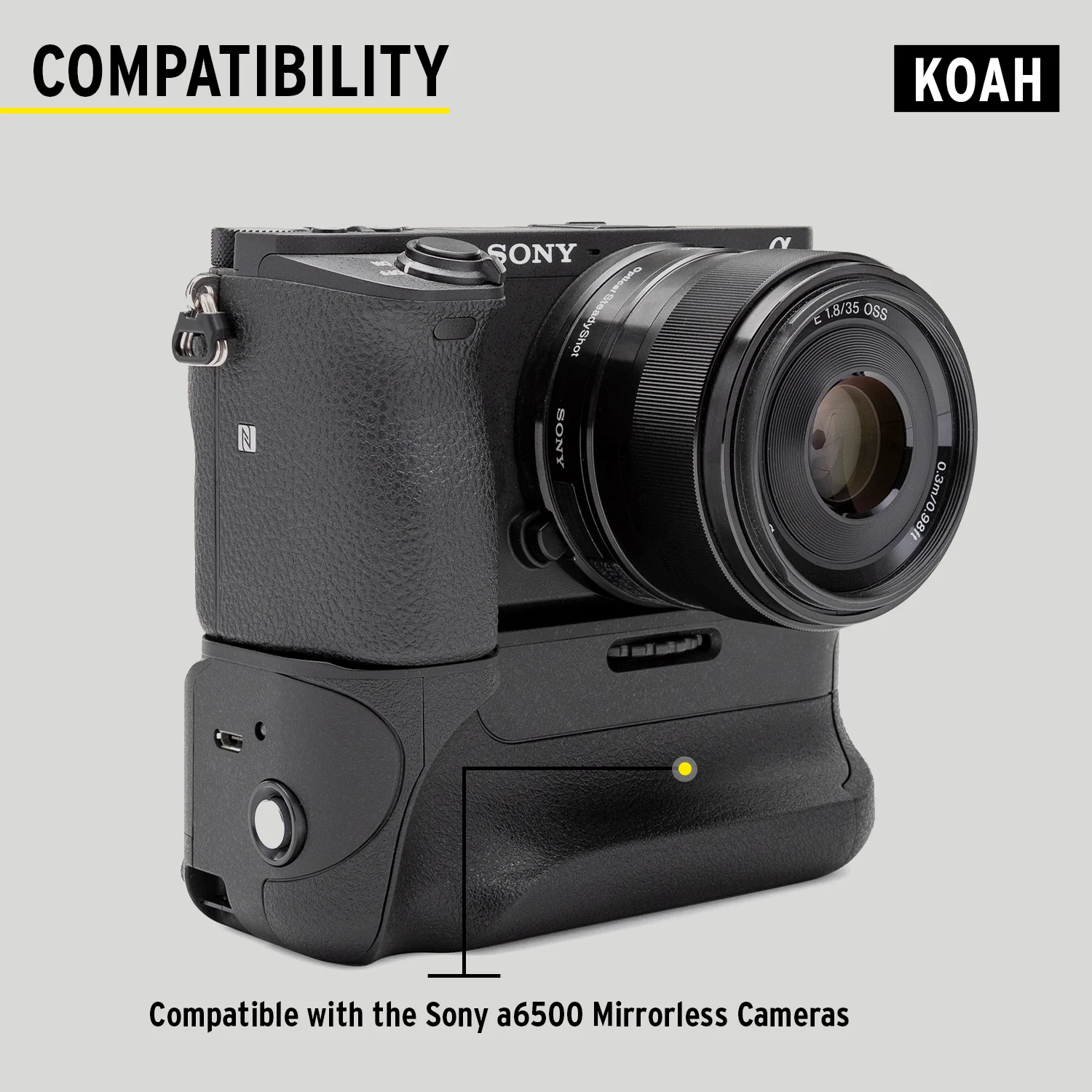 Koah Battery Grip for Sony a6500 Camera - Image 3