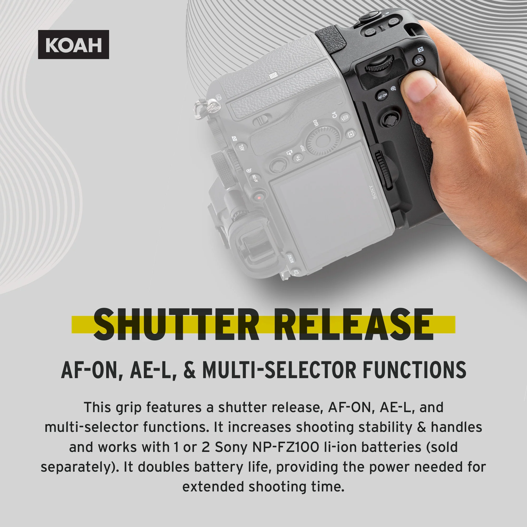 Koah Battery Grip for Sony a9, a7 r III and a7 III Camera - Image 6