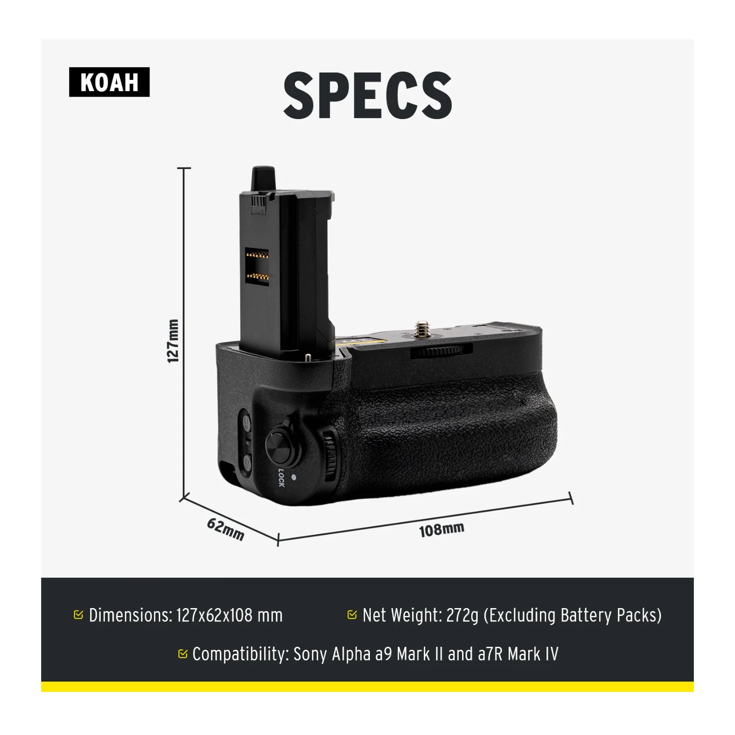 Koah Pro Vertical Battery Grip for Sony Alpha a9 Mark II and a7R Mark IV - Image 5