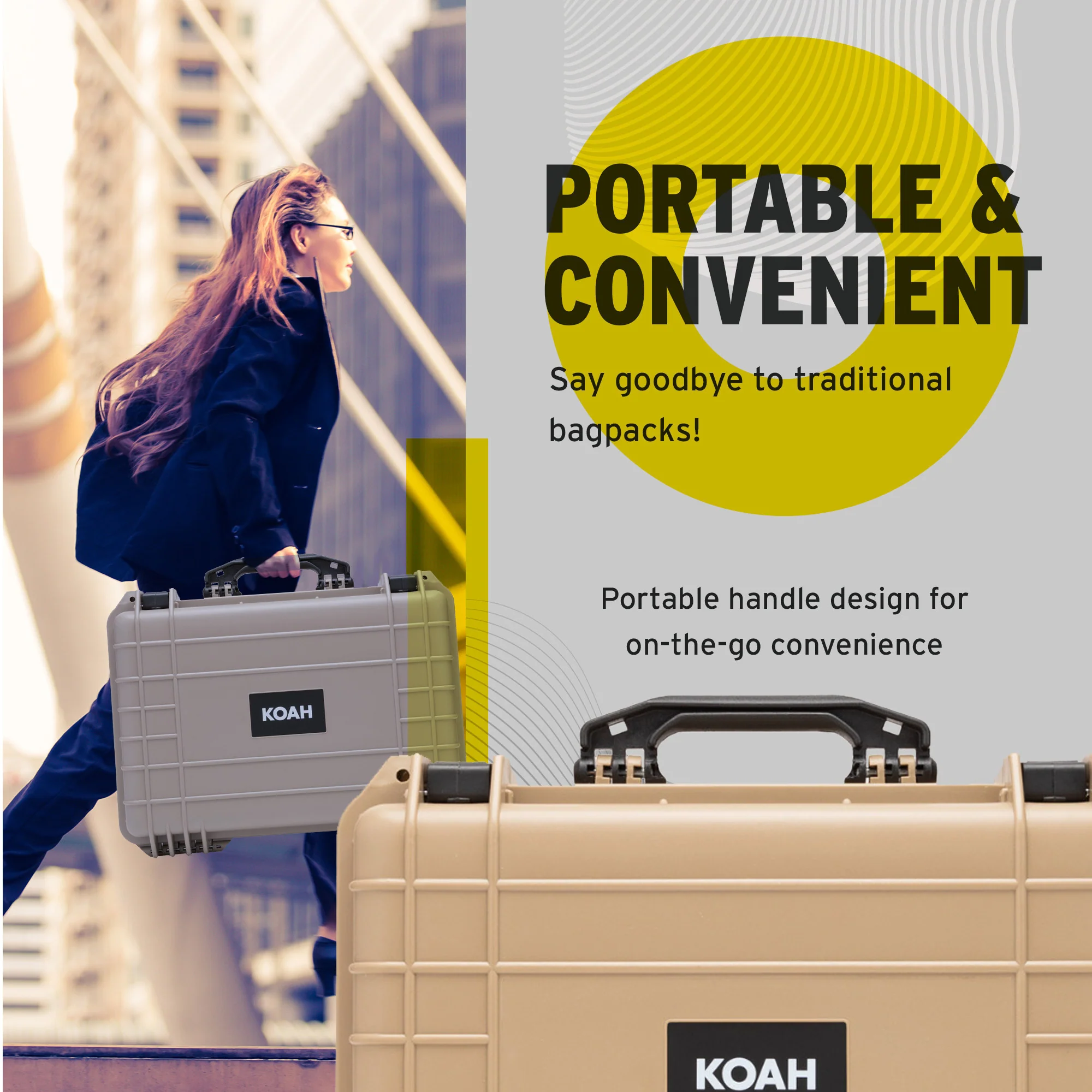 Koah Weatherproof Hard Case with Customizable Foam (18 x 14 x 7 Inch) - Tan - Image 23