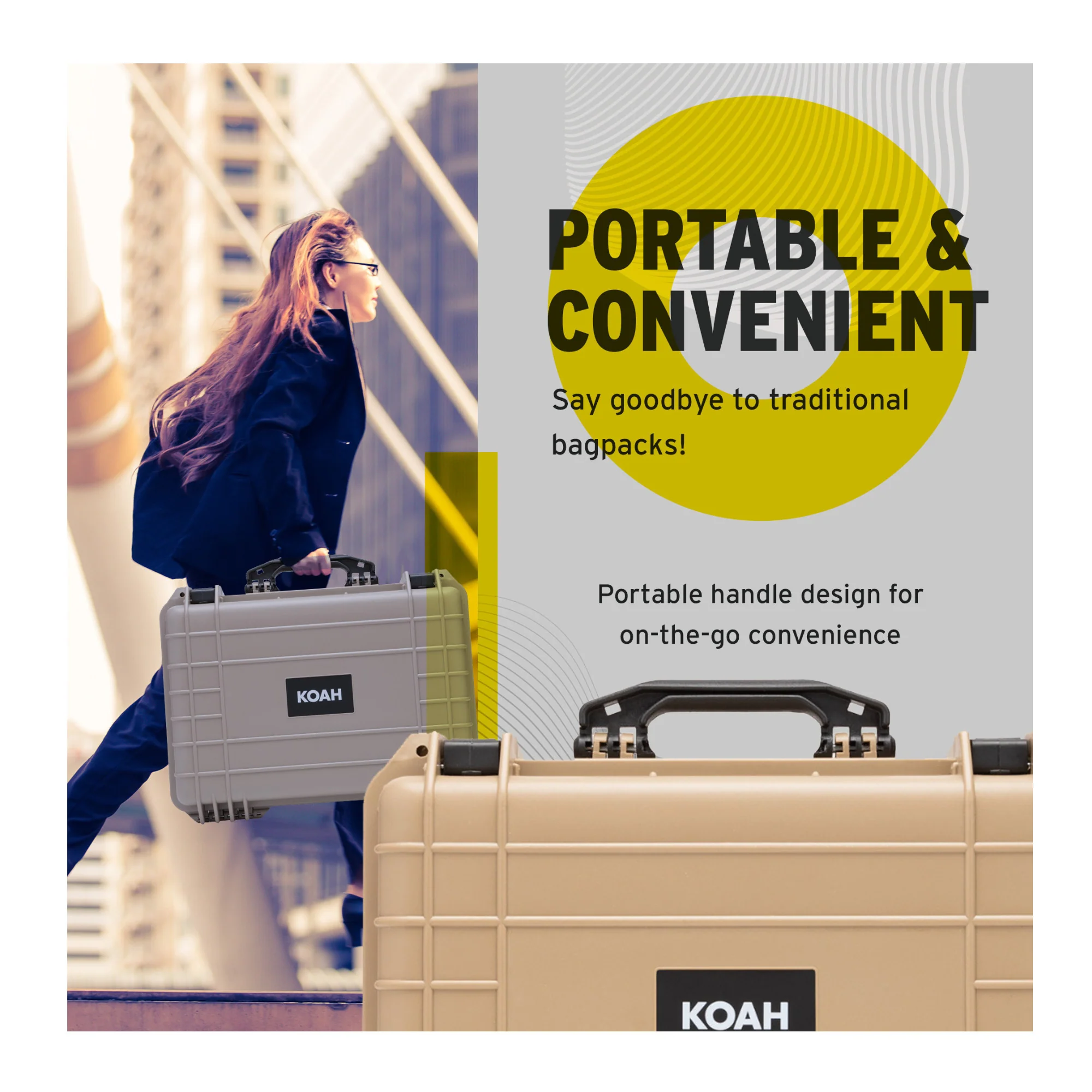 Koah Weatherproof Hard Case with Customizable Foam (18 x 14 x 7 Inch) - Tan - Image 5