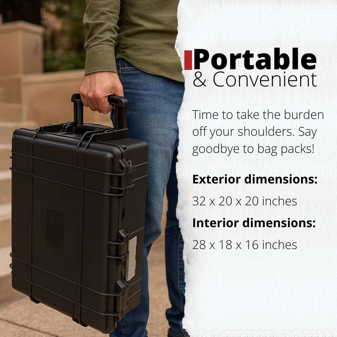 Koah Weatherproof 32 Inch Transport Roller Hard Case with Customizable Foam (Black) - Image 6