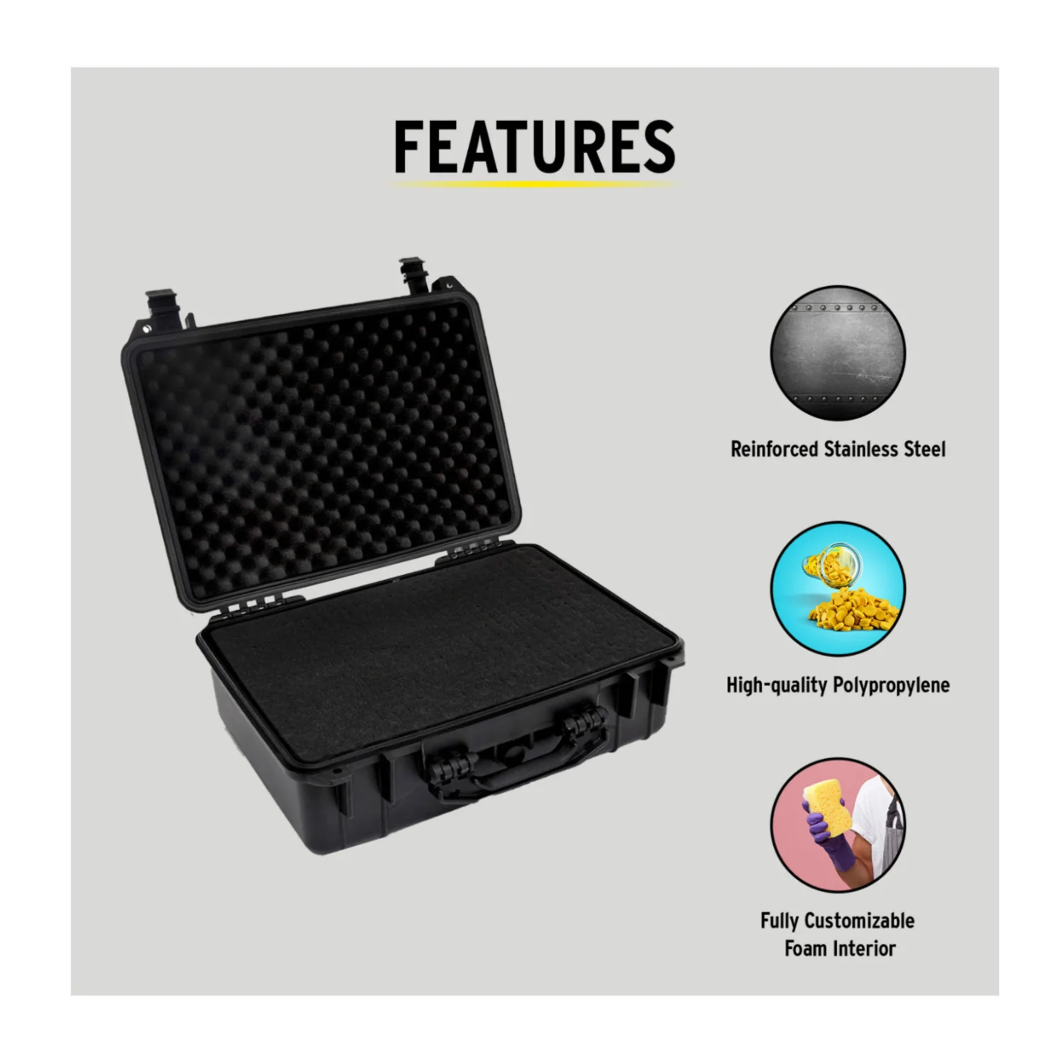 Koah Weatherproof Hard Case with Customizable Foam (18 x 14 x 7 Inch, 2-Pack) - Image 3