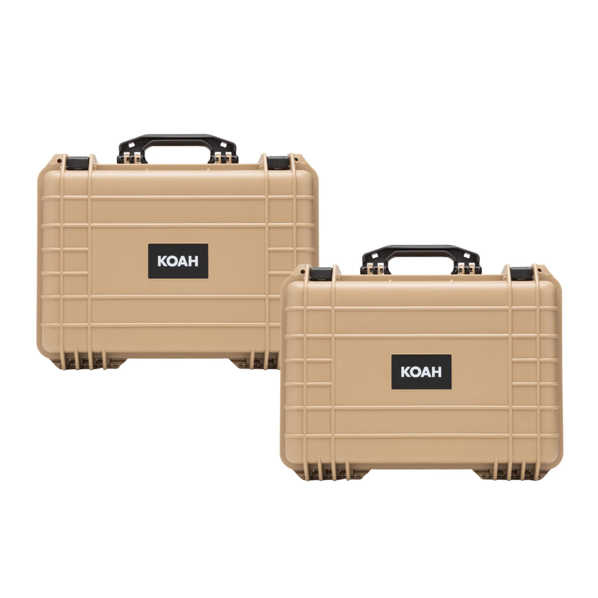 Koah Weatherproof Hard Case with Customizable Foam (18 x 14 x 7 Inch) - Tan (2-Pack)