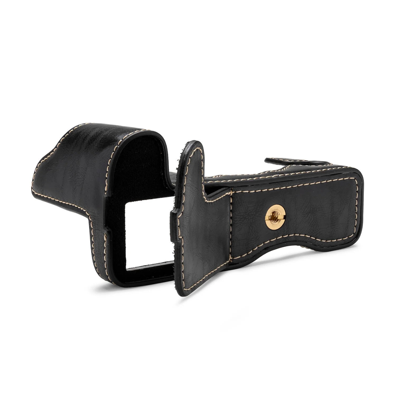 Koah Leather Half Case with Strap for Fujifilm X-H1 (Black) - Image 3
