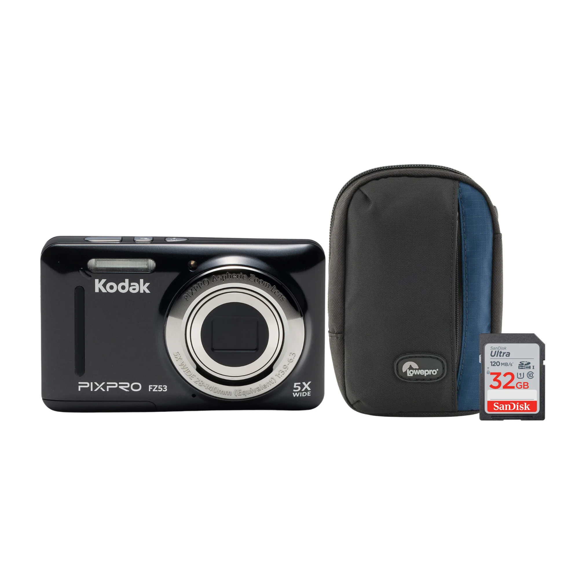 Kodak PIXPRO Friendly Zoom FZ53 with 32GB SDXC Memory Card and Camera Case