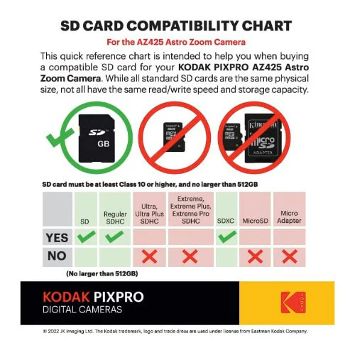 Kodak Pixpro AZ425 Astro Zoom 20MP Camera with 42X Optical Zoom (Black) with 32GB SD Card Bundle - Image 9