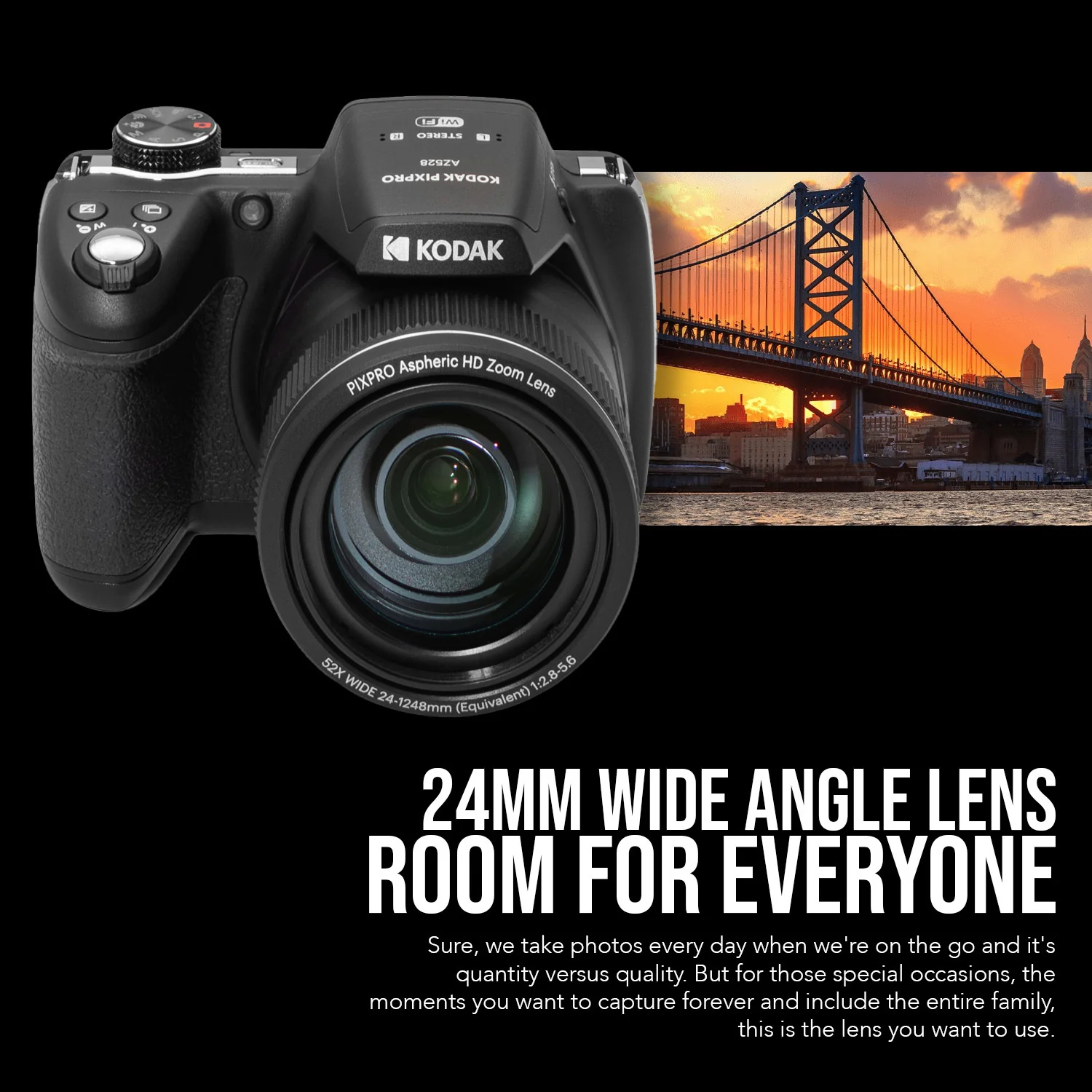 Kodak PIXPRO AZ528 16MP Astro and 52x Optical Zoom Digital Camera (Black) with 128GB SD Card Bundle - Image 6
