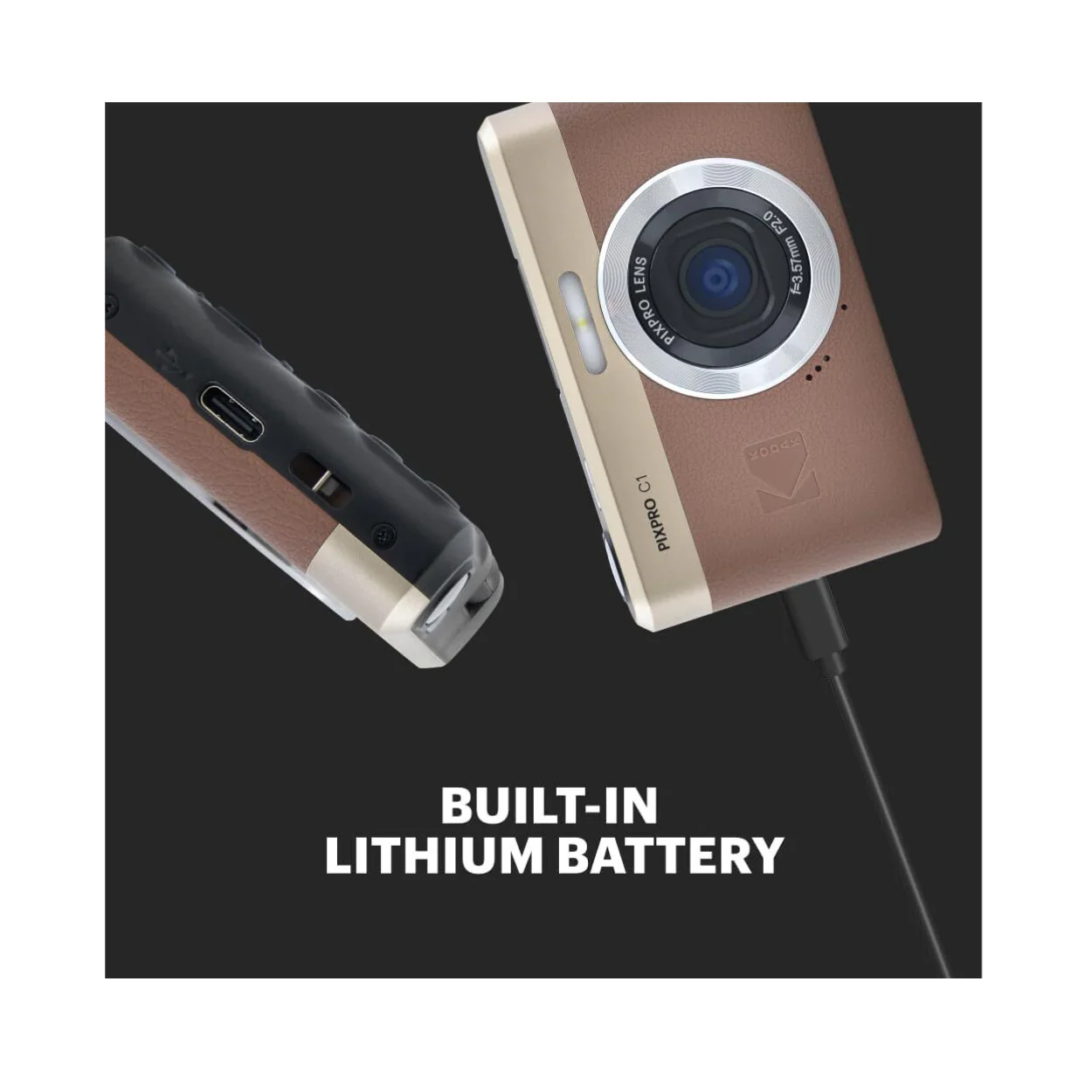 KODAK PIXPRO C1 Friendly Zoom 13MP 1080p Digital Camera - 26mm F/2.0 (Brown) - Image 4